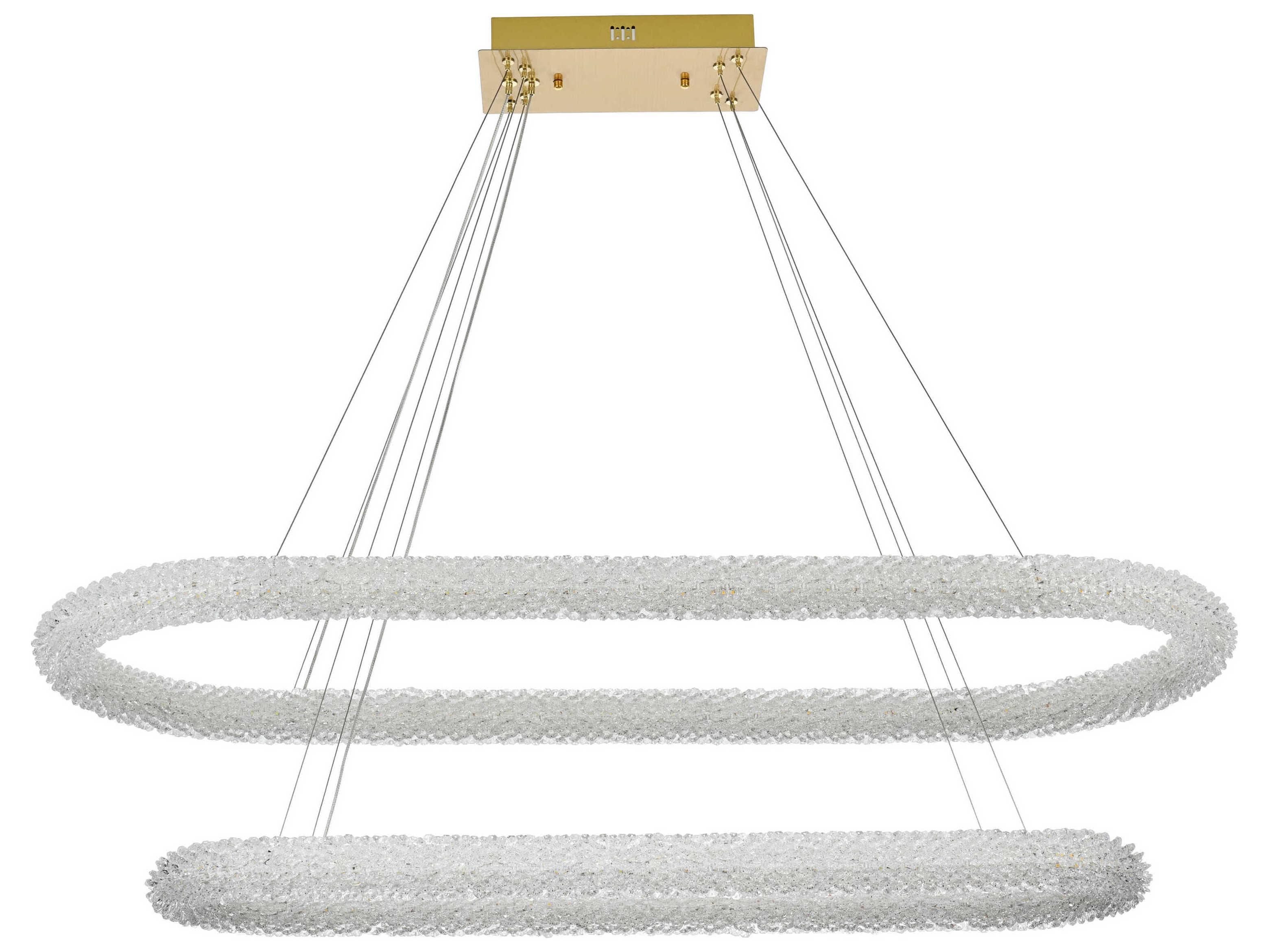 Elegant Lighting Bowen 2-Light Satin Gold Tiered Island Pendant