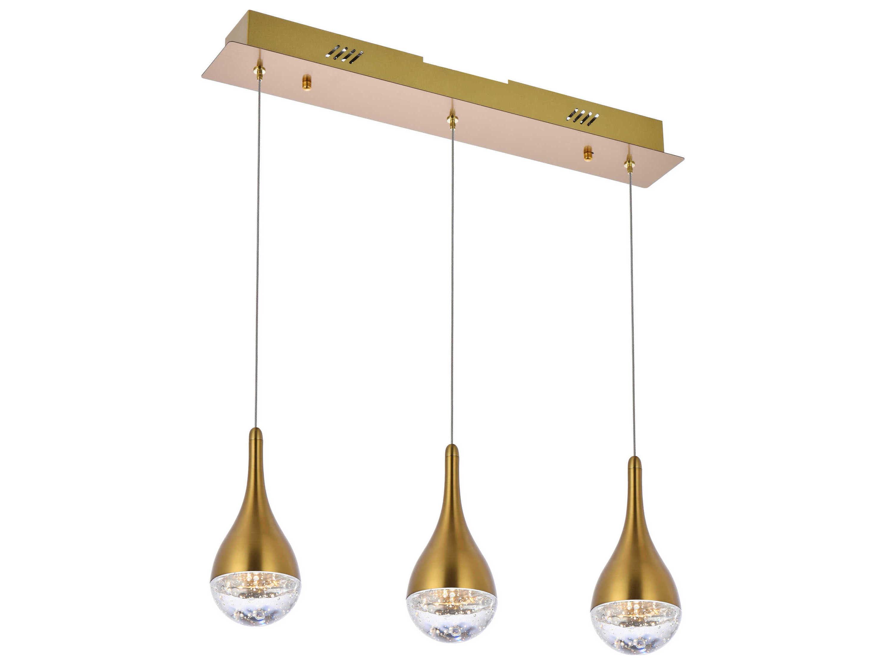 Elegant Lighting Amherst 3-Light Satin Gold Island Pendant