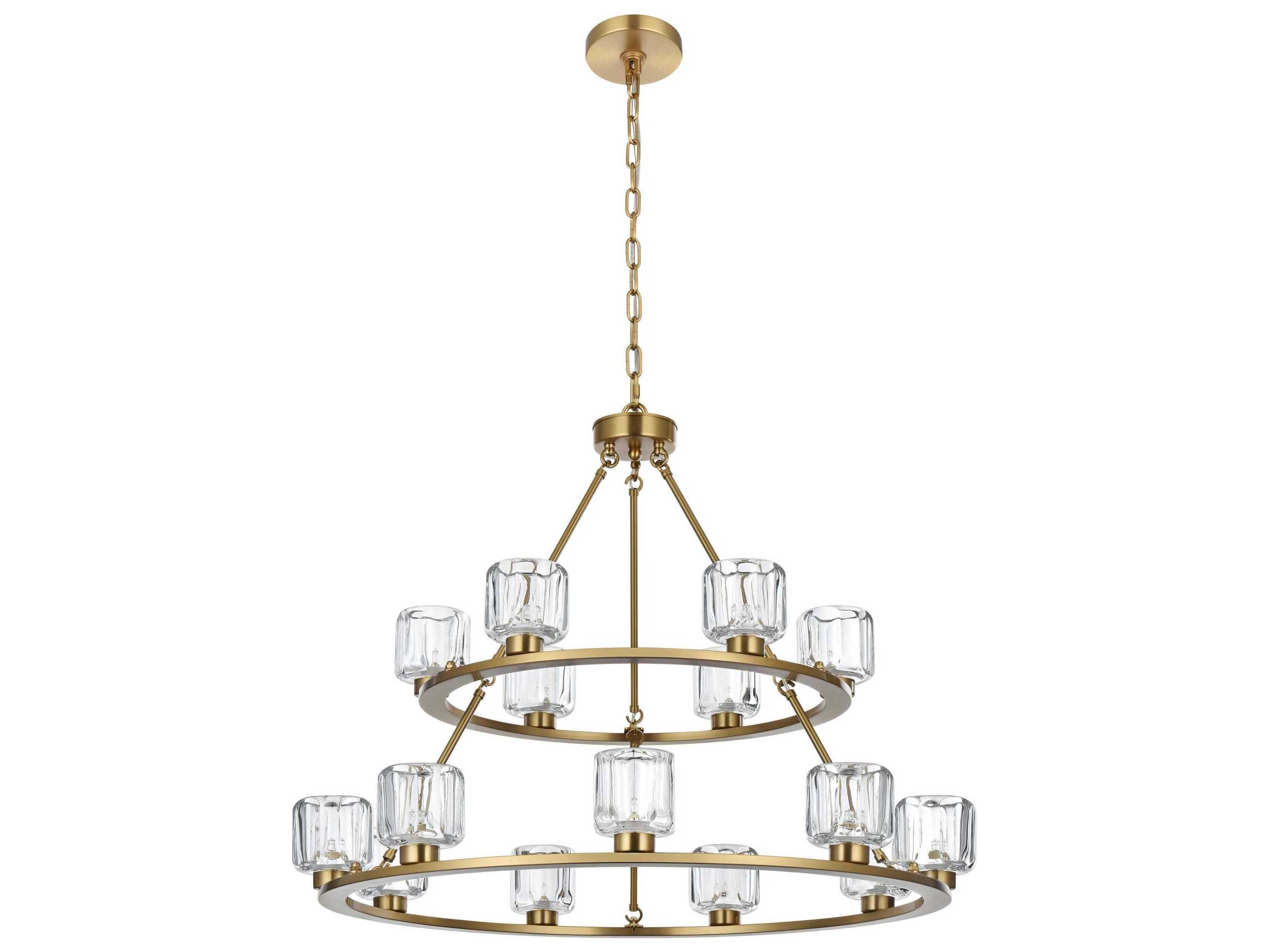 Elegant Lighting Cadence 15-Light Satin Gold Tiered Chandelier