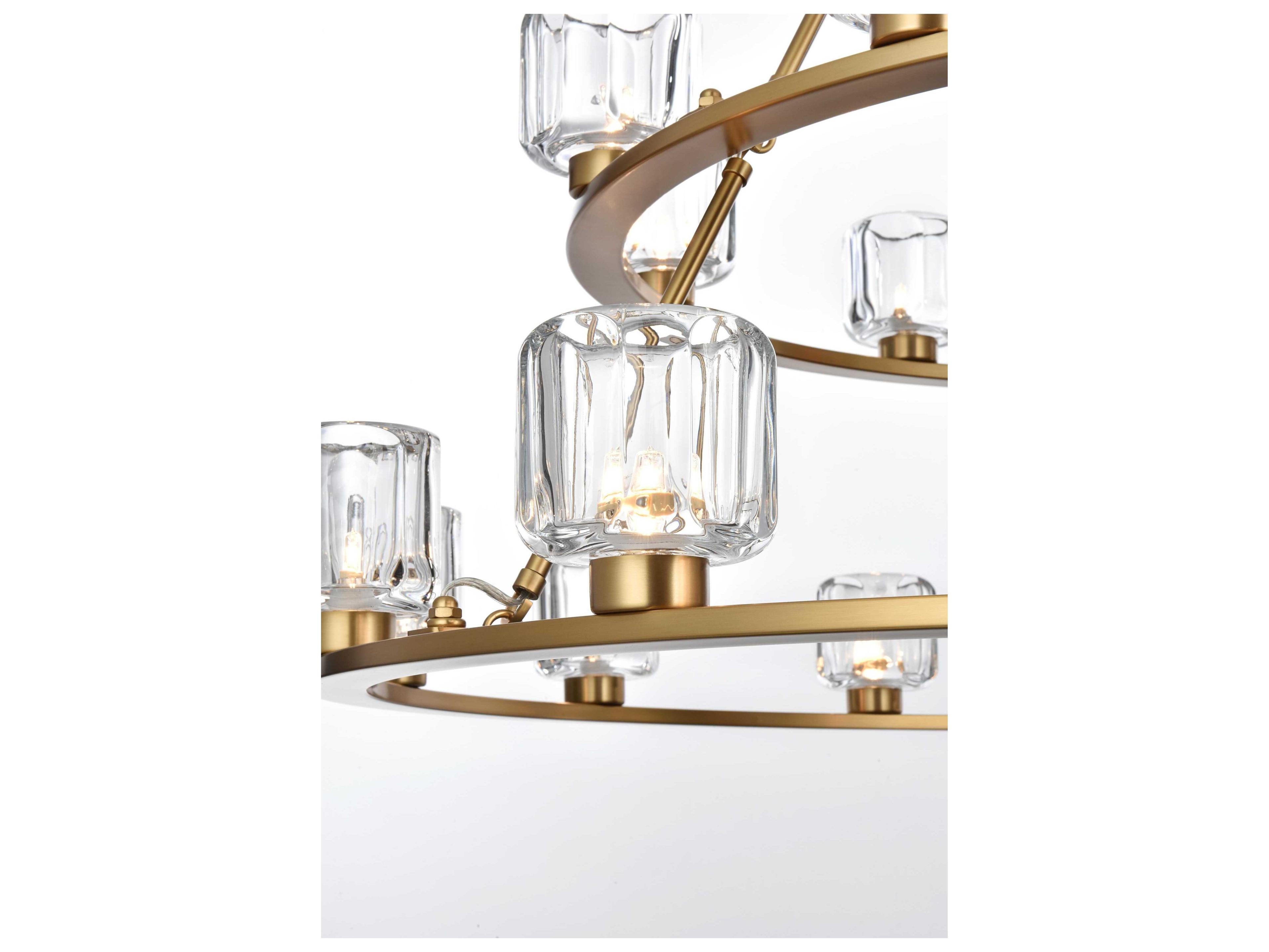 Elegant Lighting Cadence 15-Light Satin Gold Tiered Chandelier