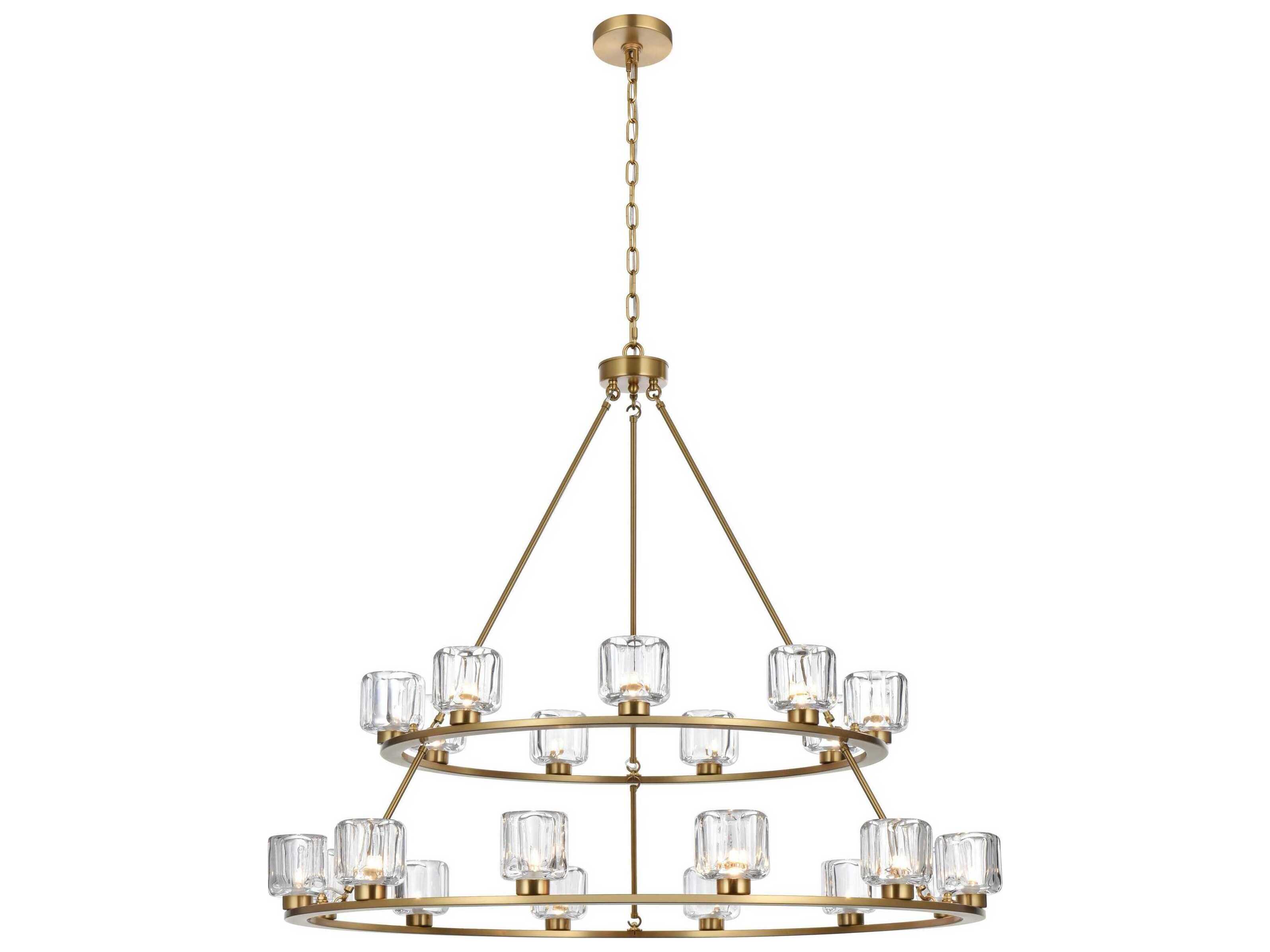 Elegant Lighting Cadence 21-Light Satin Gold Tiered Chandelier