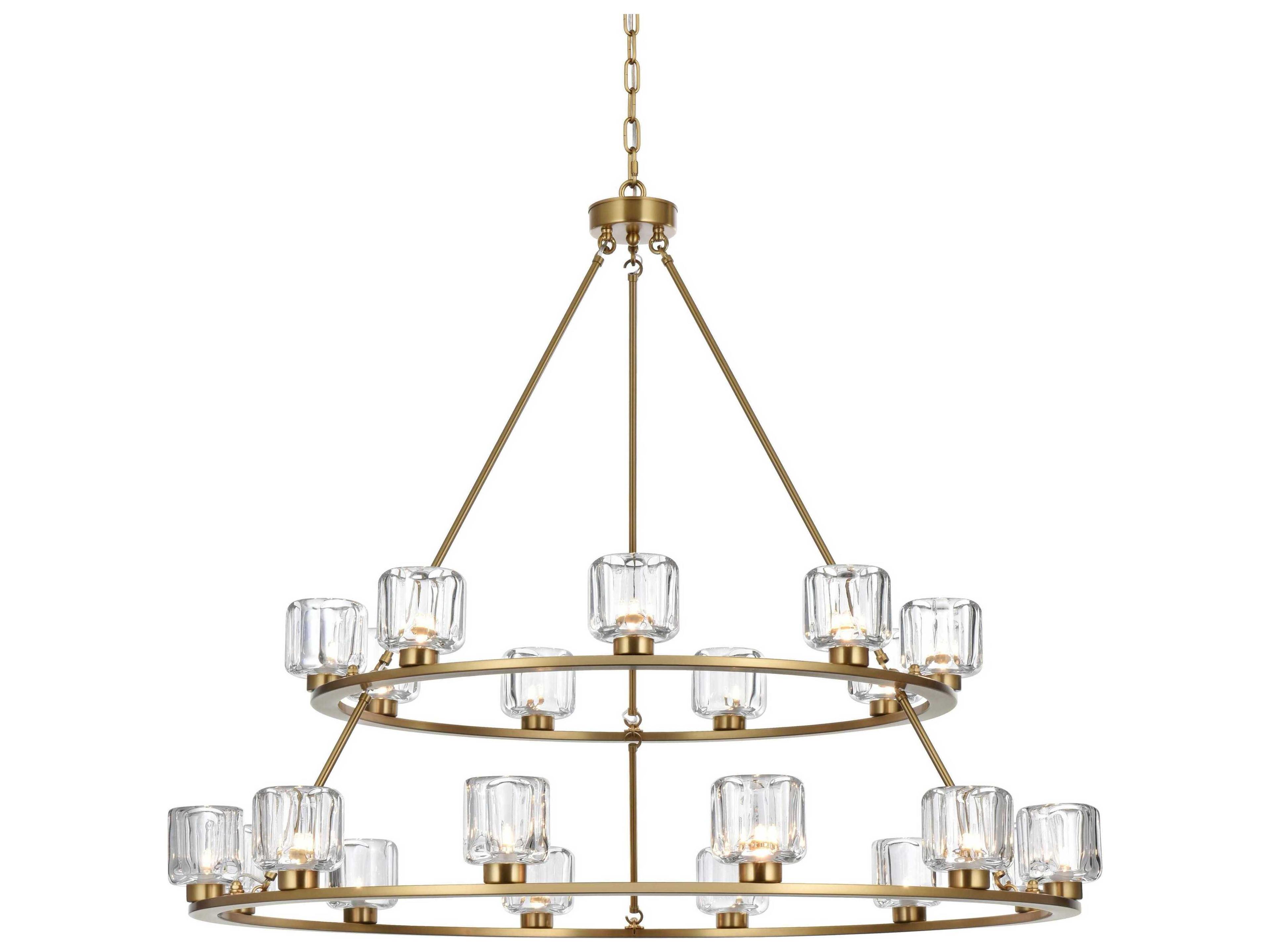 Elegant Lighting Cadence 21-Light Satin Gold Tiered Chandelier