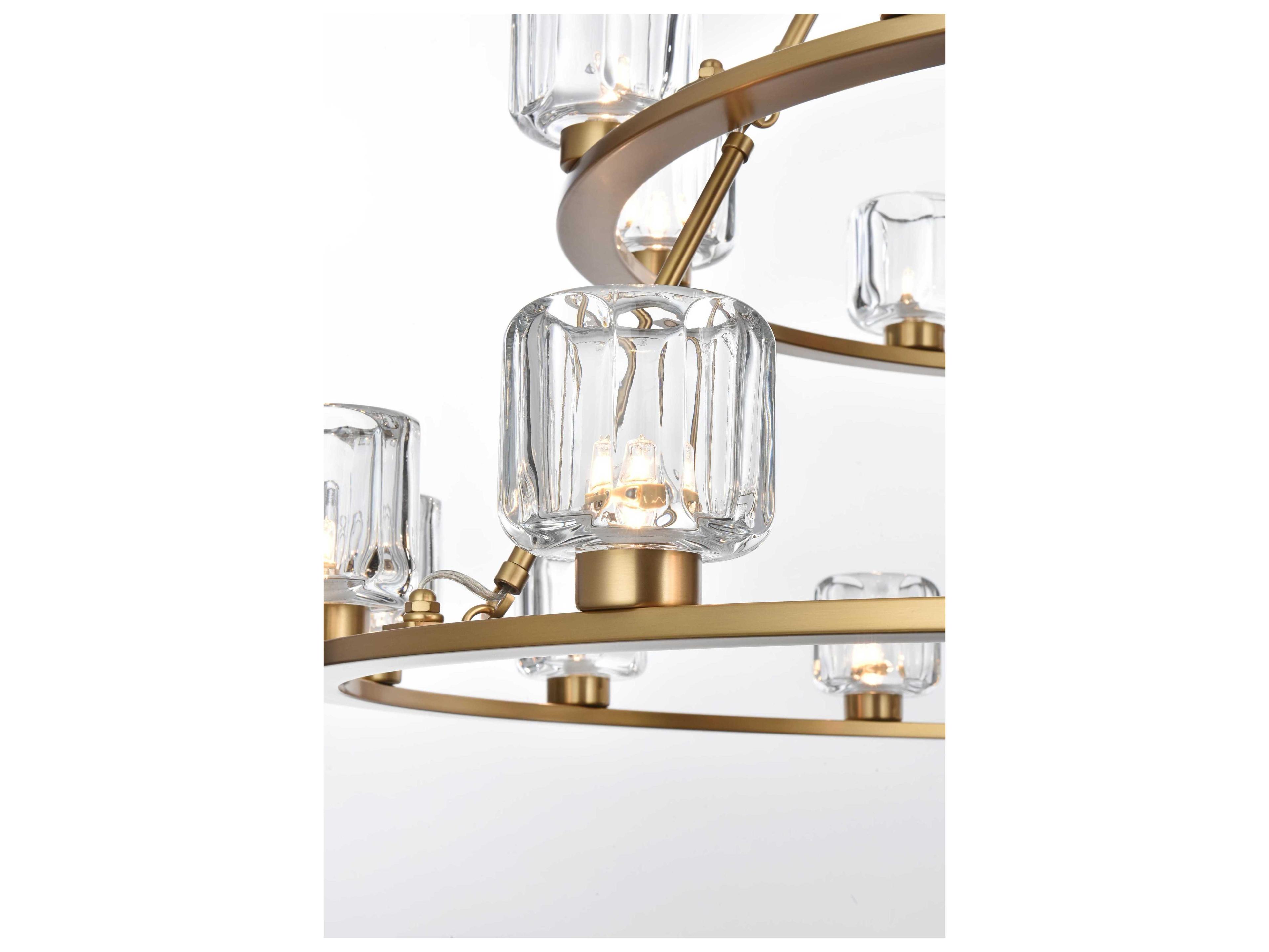 Elegant Lighting Cadence 21-Light Satin Gold Tiered Chandelier