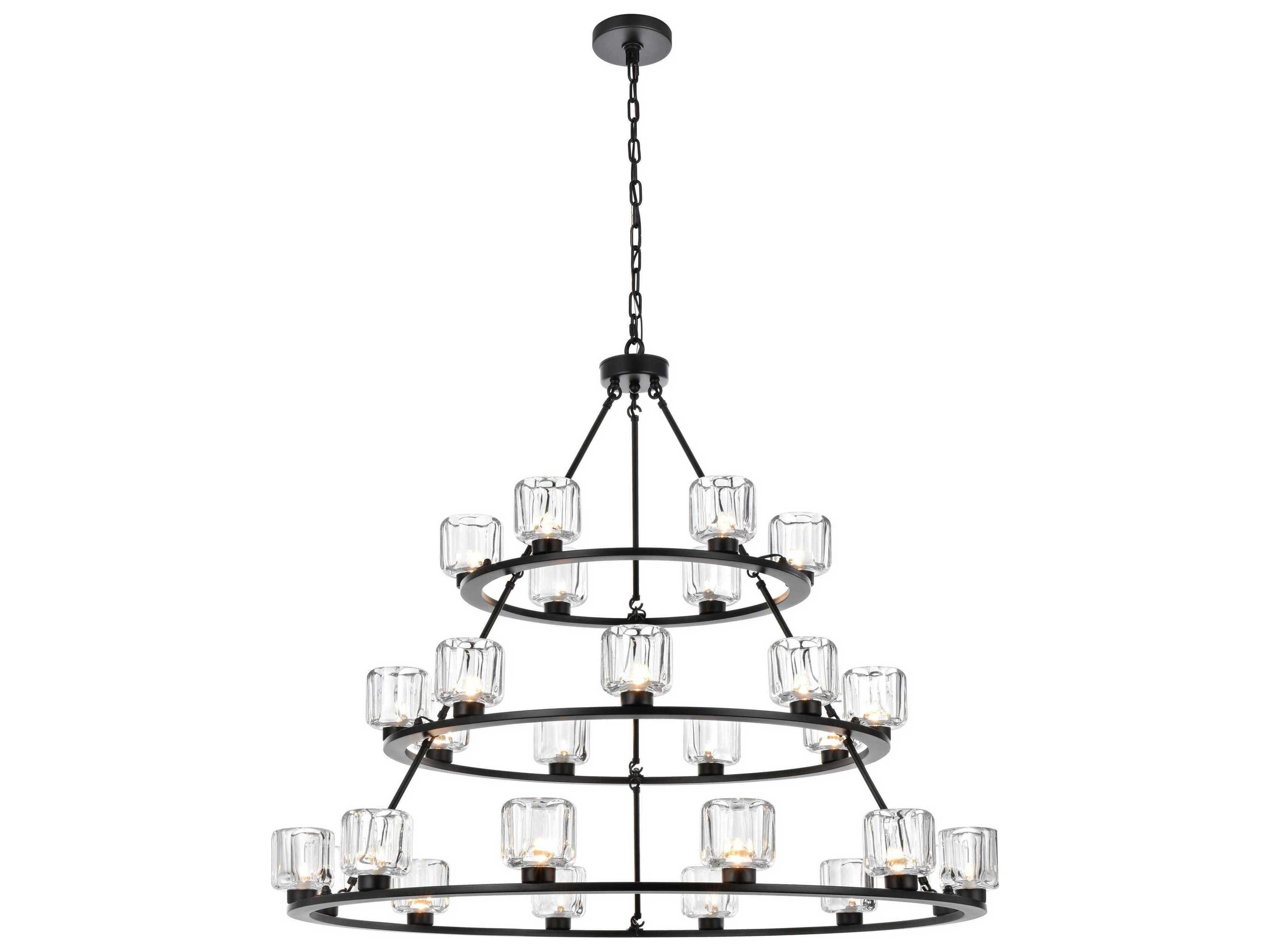 Elegant Lighting Cadence 27-Light Black Tiered Chandelier