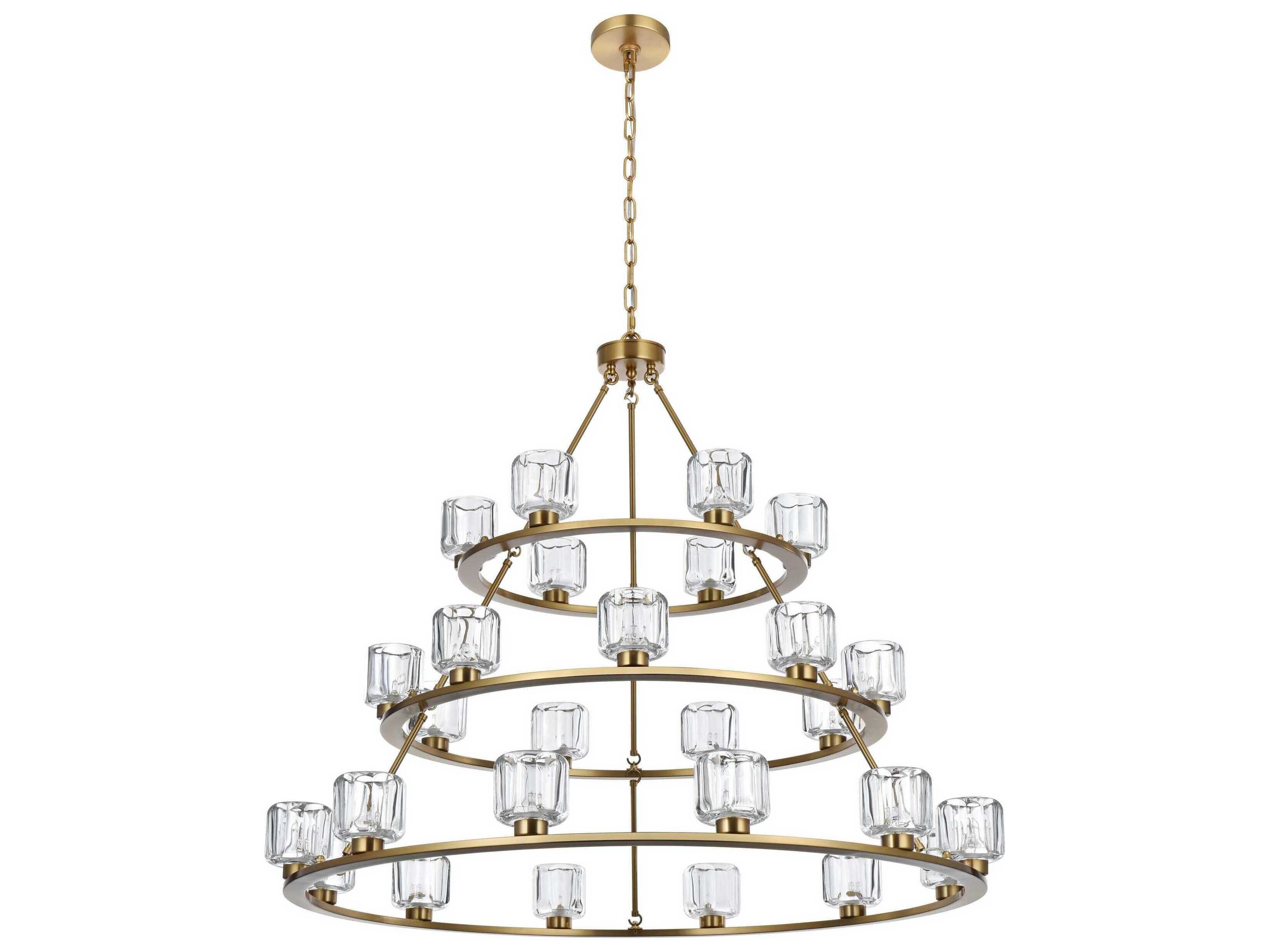 Elegant Lighting Cadence 27-Light Satin Gold Tiered Chandelier