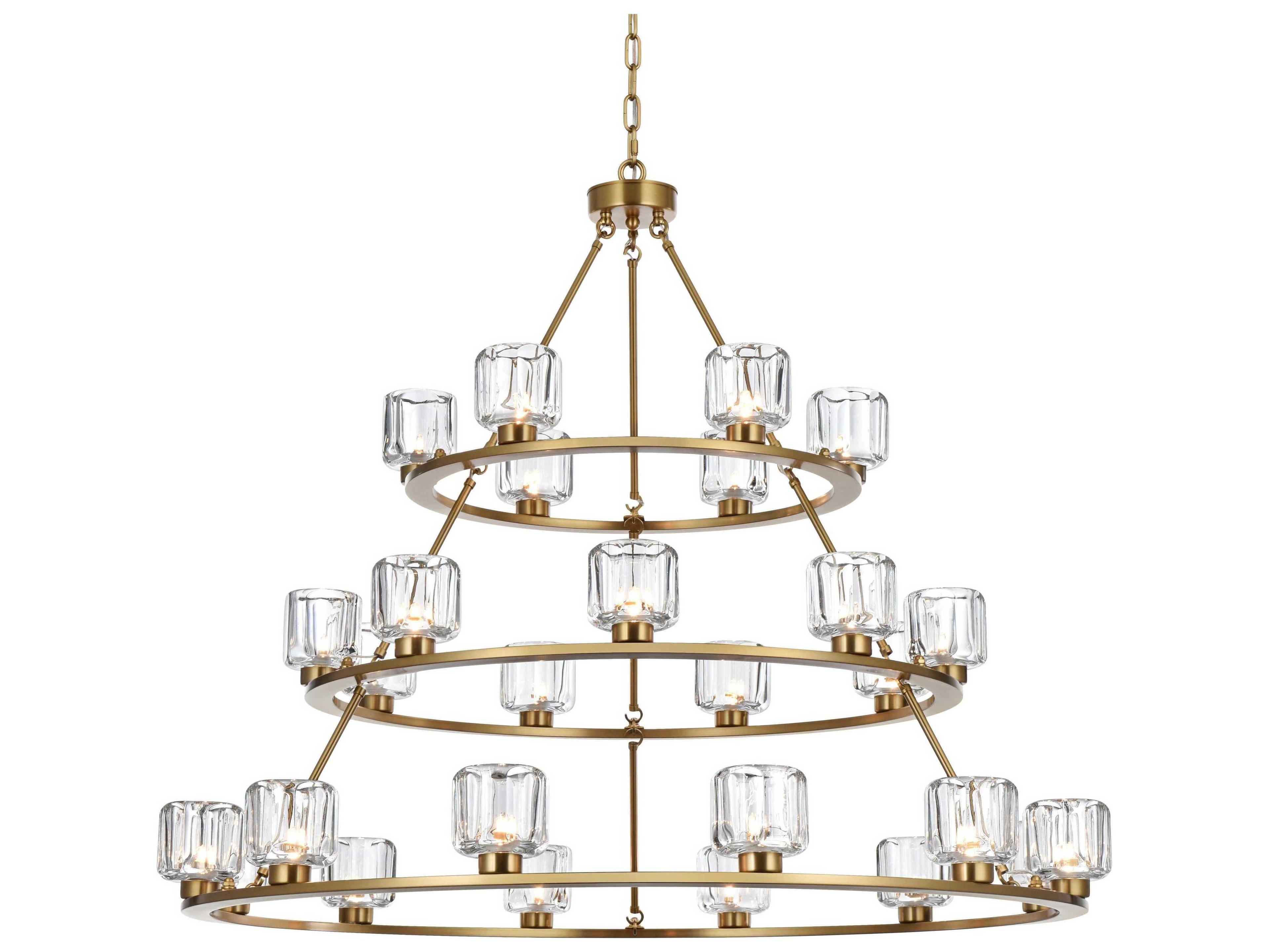 Elegant Lighting Cadence 27-Light Satin Gold Tiered Chandelier