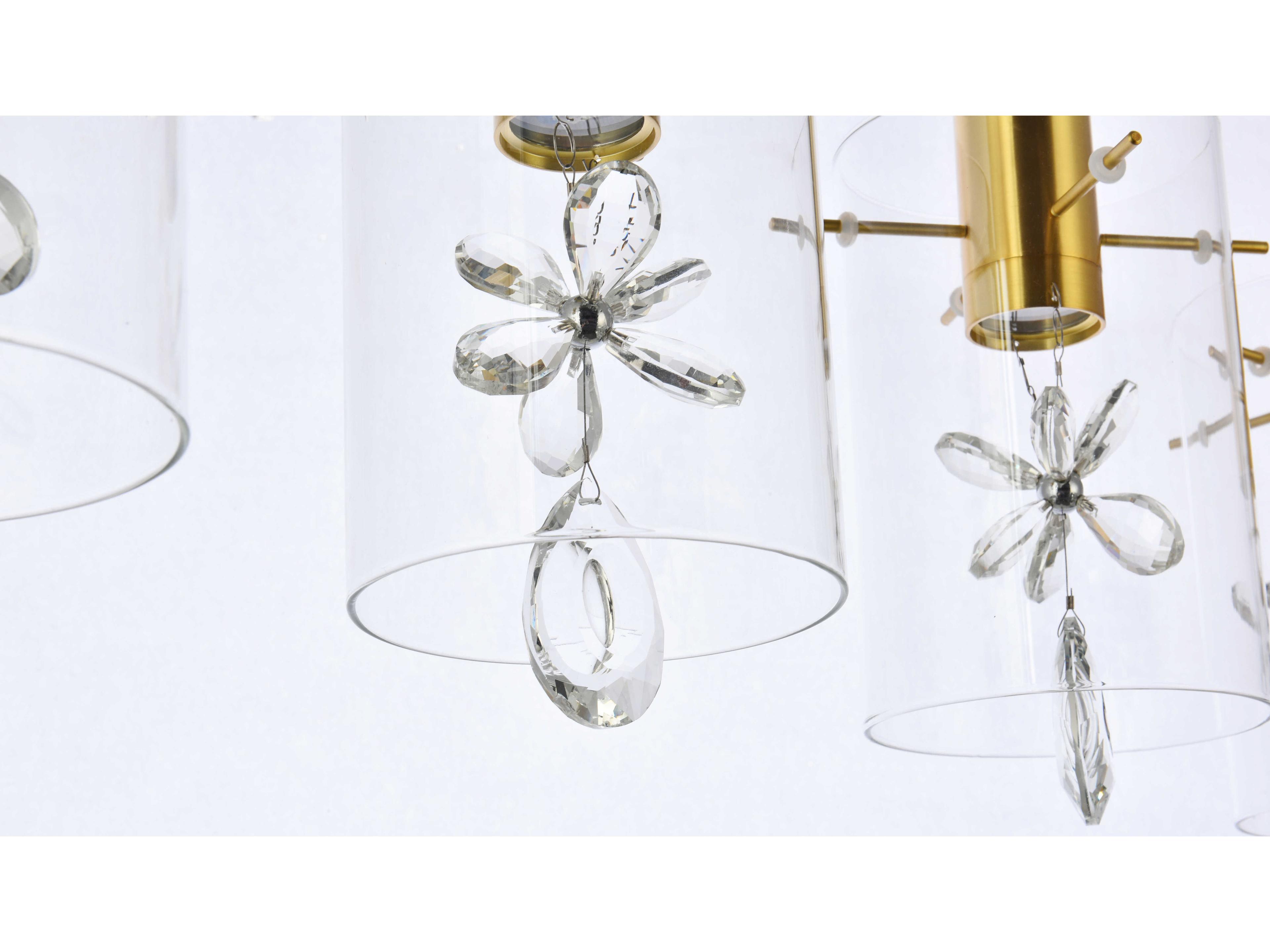 Elegant Lighting Hana 5-Light Gold Crystal Glass Cylinder Island Pendant