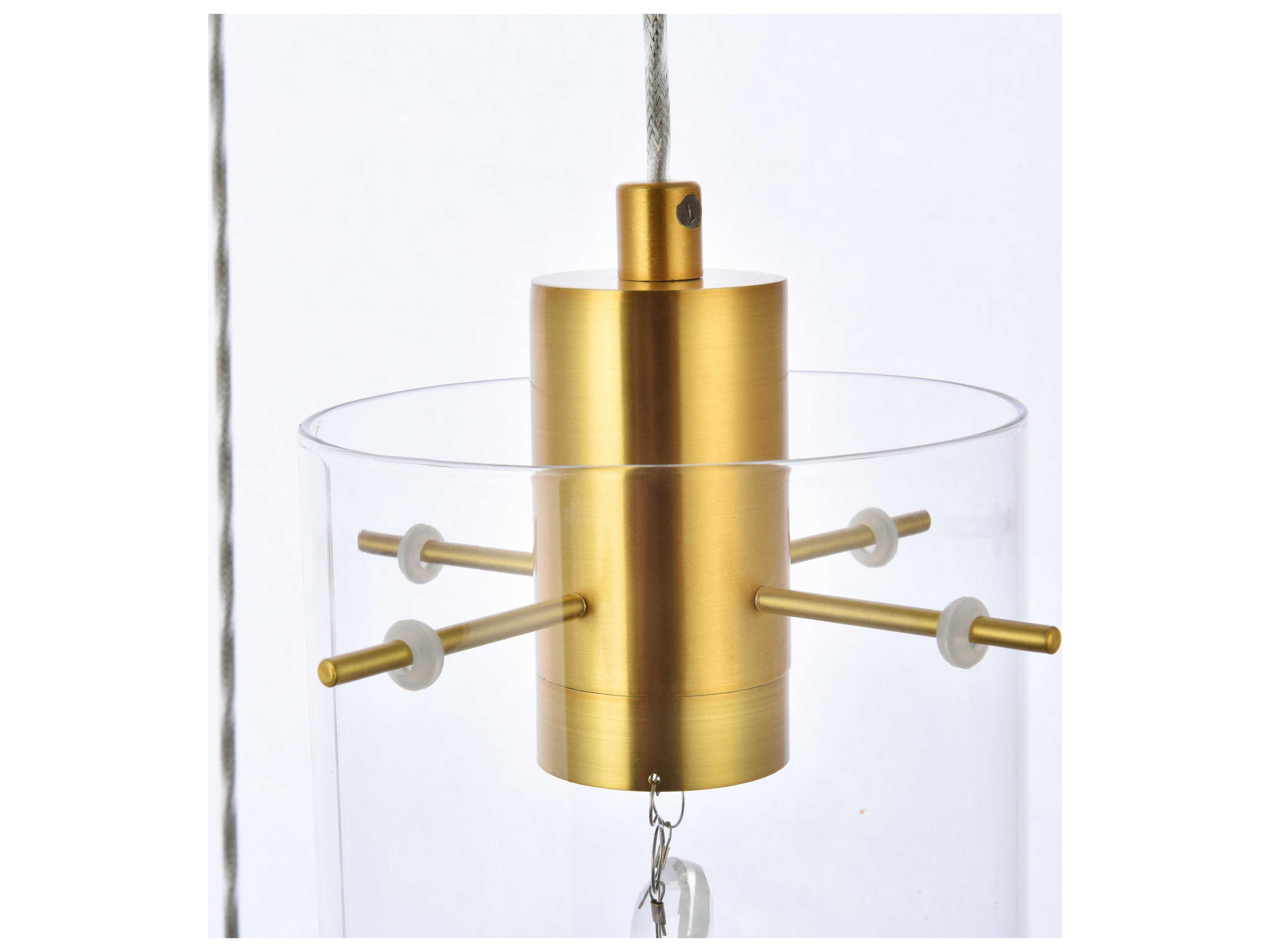 Elegant Lighting Hana 5-Light Gold Crystal Glass Cylinder Island Pendant