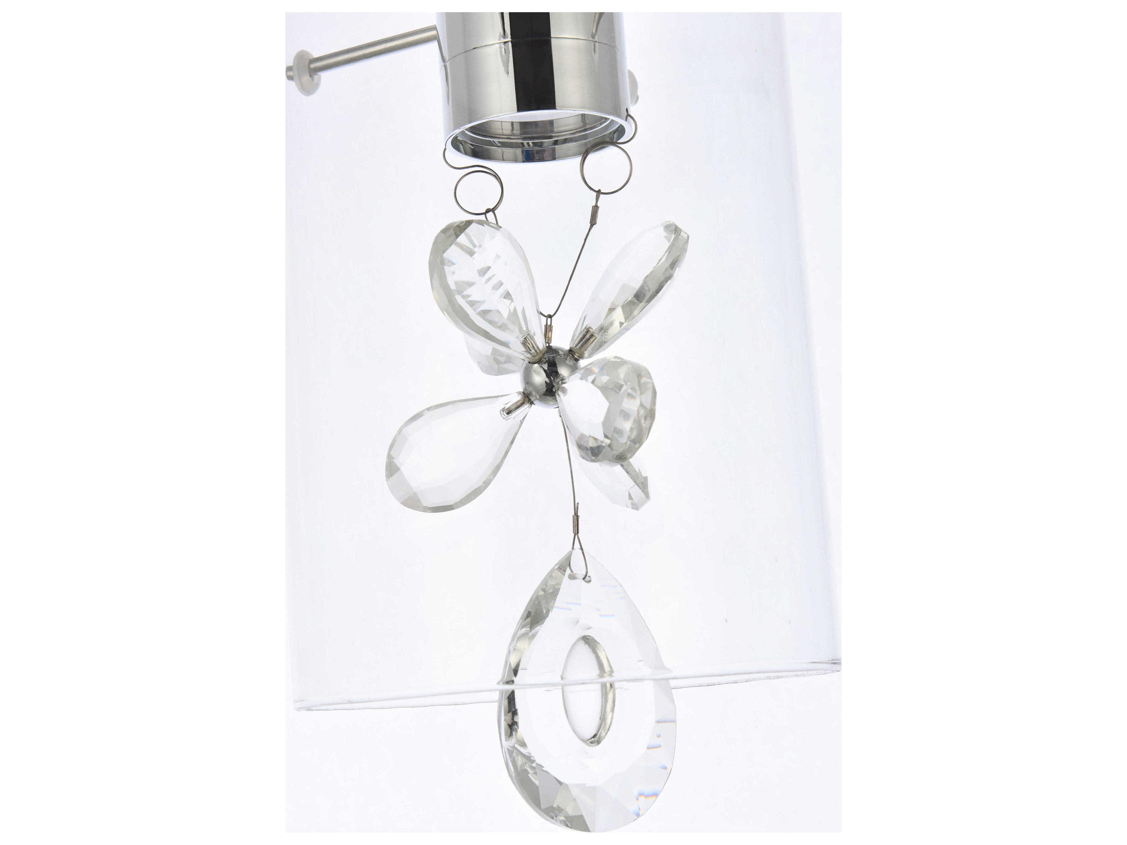 Elegant Lighting Hana 1-Light Chrome Crystal Glass Cylinder Mini Pendant