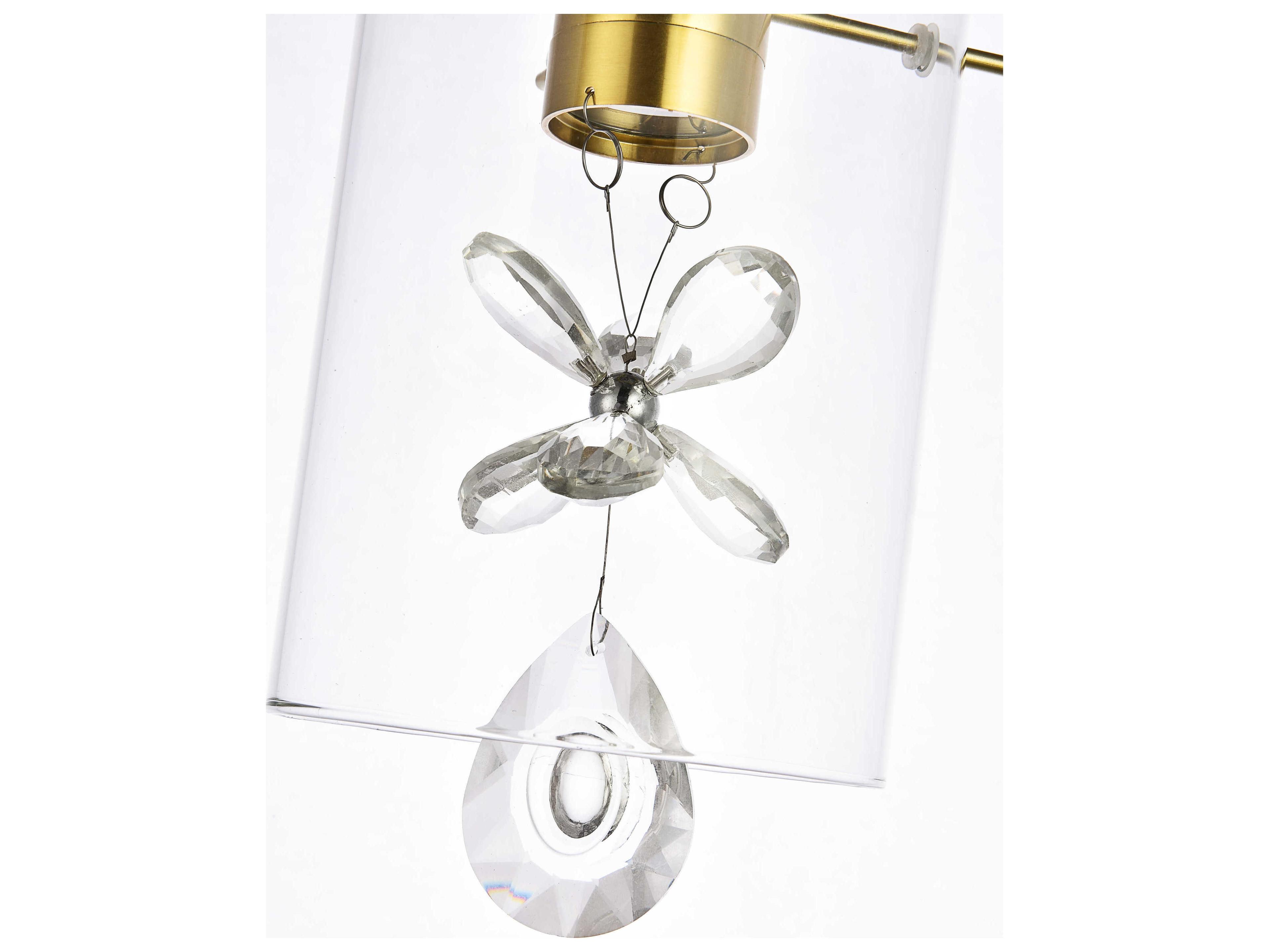Elegant Lighting Hana 1-Light Gold Crystal Glass Cylinder Mini Pendant