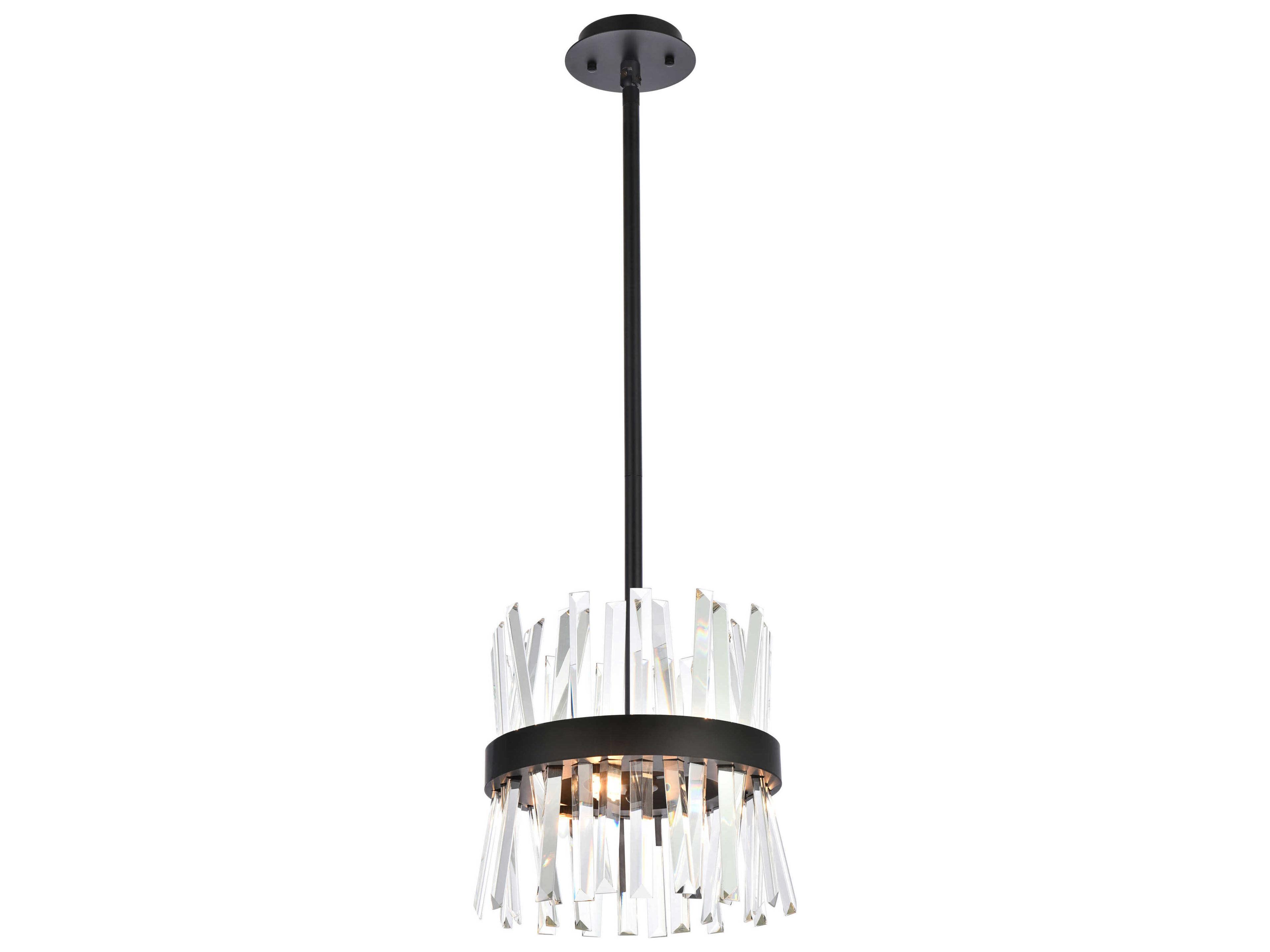 Elegant Lighting Serephina 6-Light Black Crystal Linear Mini Pendant