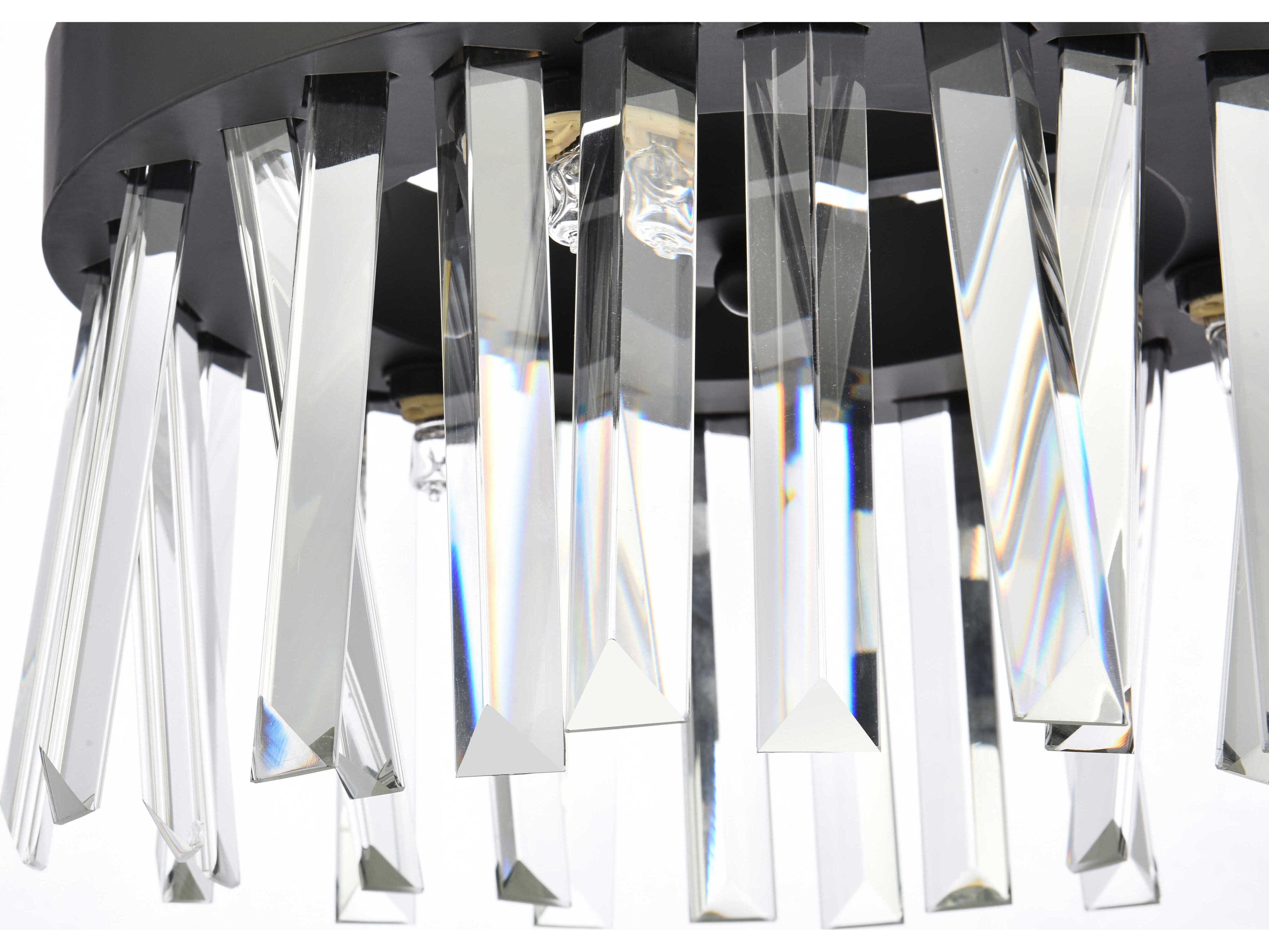 Elegant Lighting Serephina 6-Light Black Crystal Linear Mini Pendant