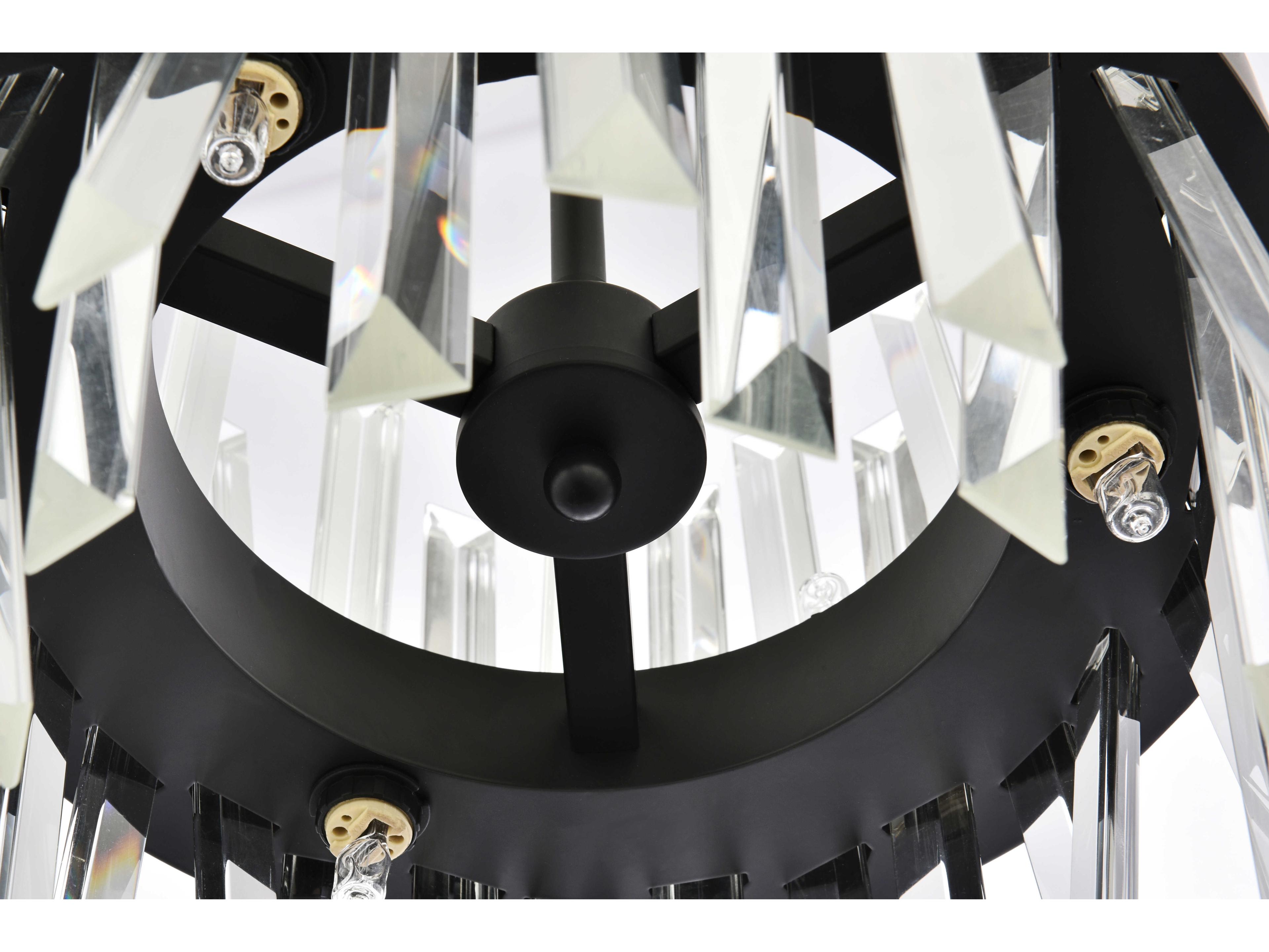 Elegant Lighting Serephina 6-Light Black Crystal Linear Mini Pendant