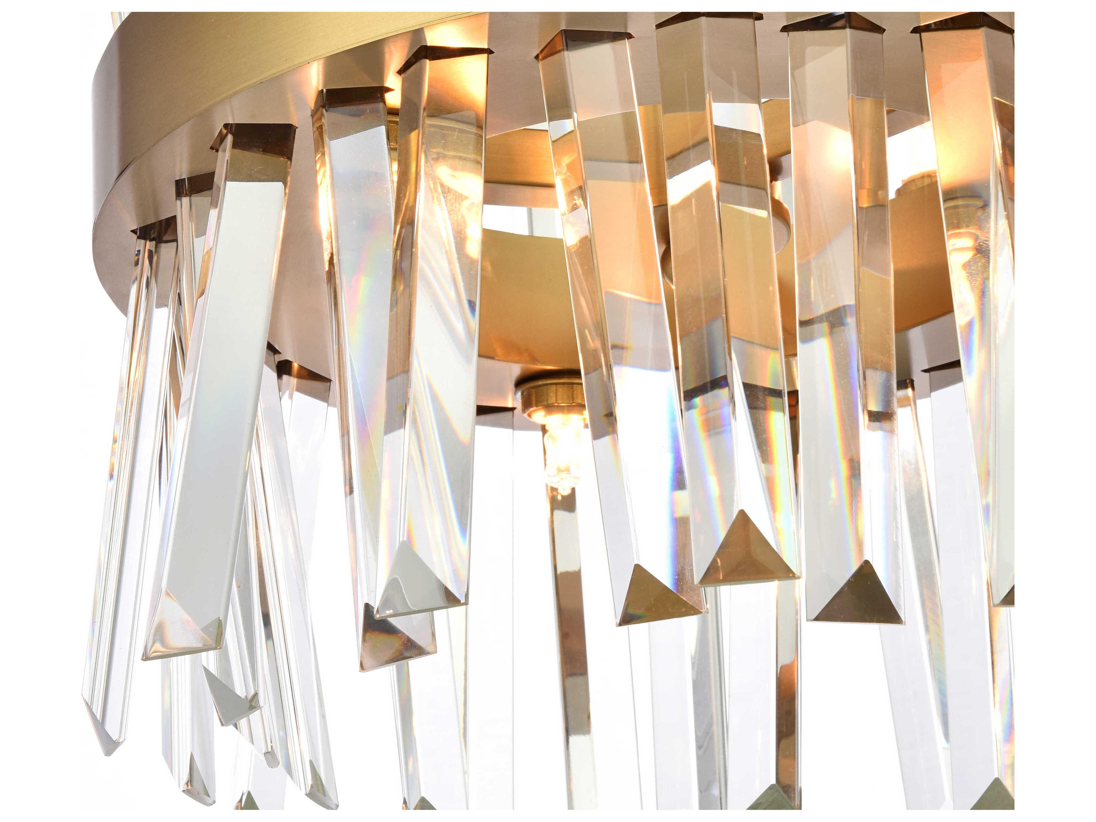 Elegant Lighting Serephina 6-Light Satin Gold Crystal Linear Mini Pendant