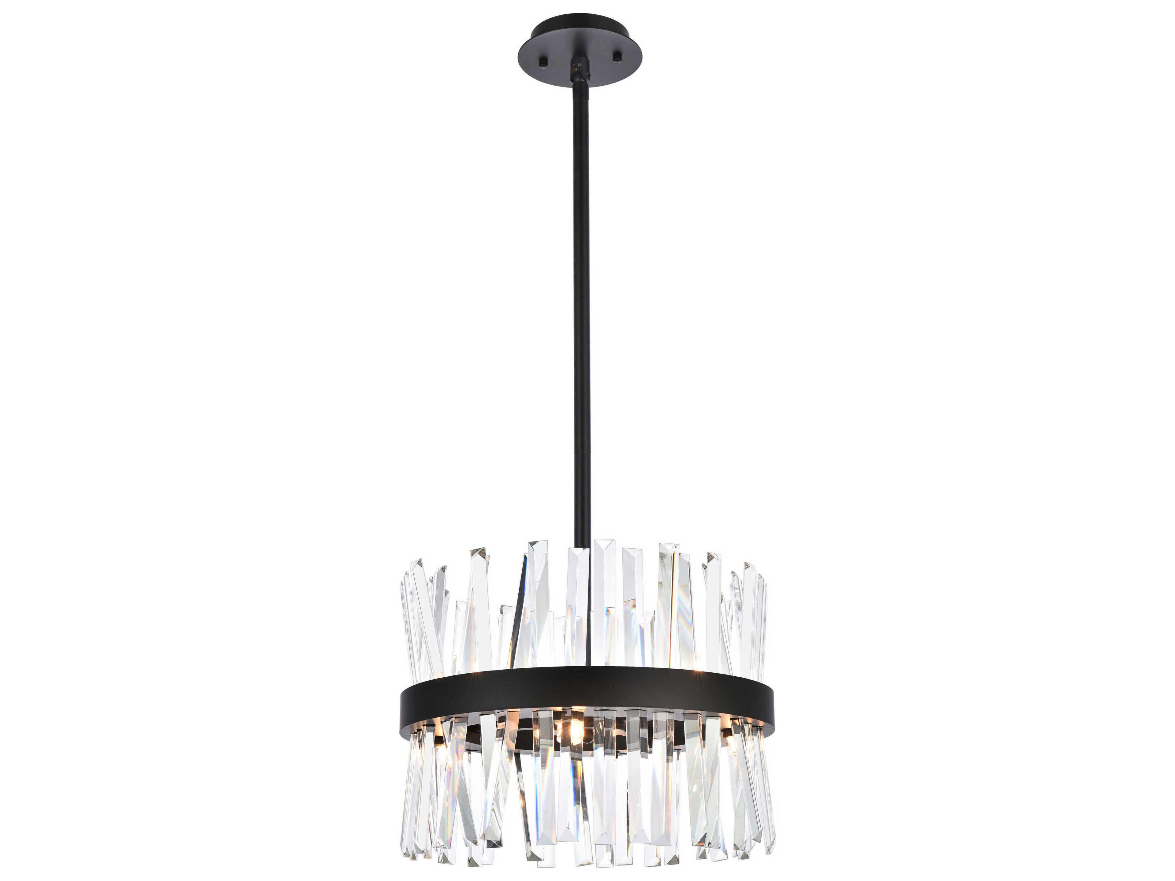 Elegant Lighting Serephina 8-Light Black Crystal Linear Pendant