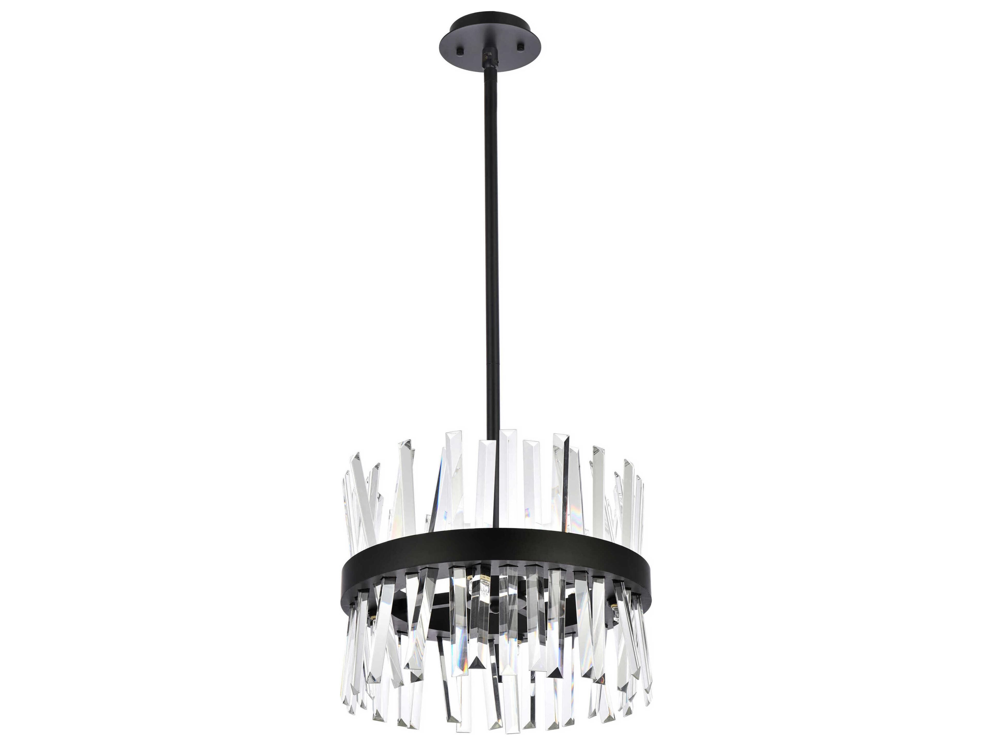 Elegant Lighting Serephina 8-Light Black Crystal Linear Pendant