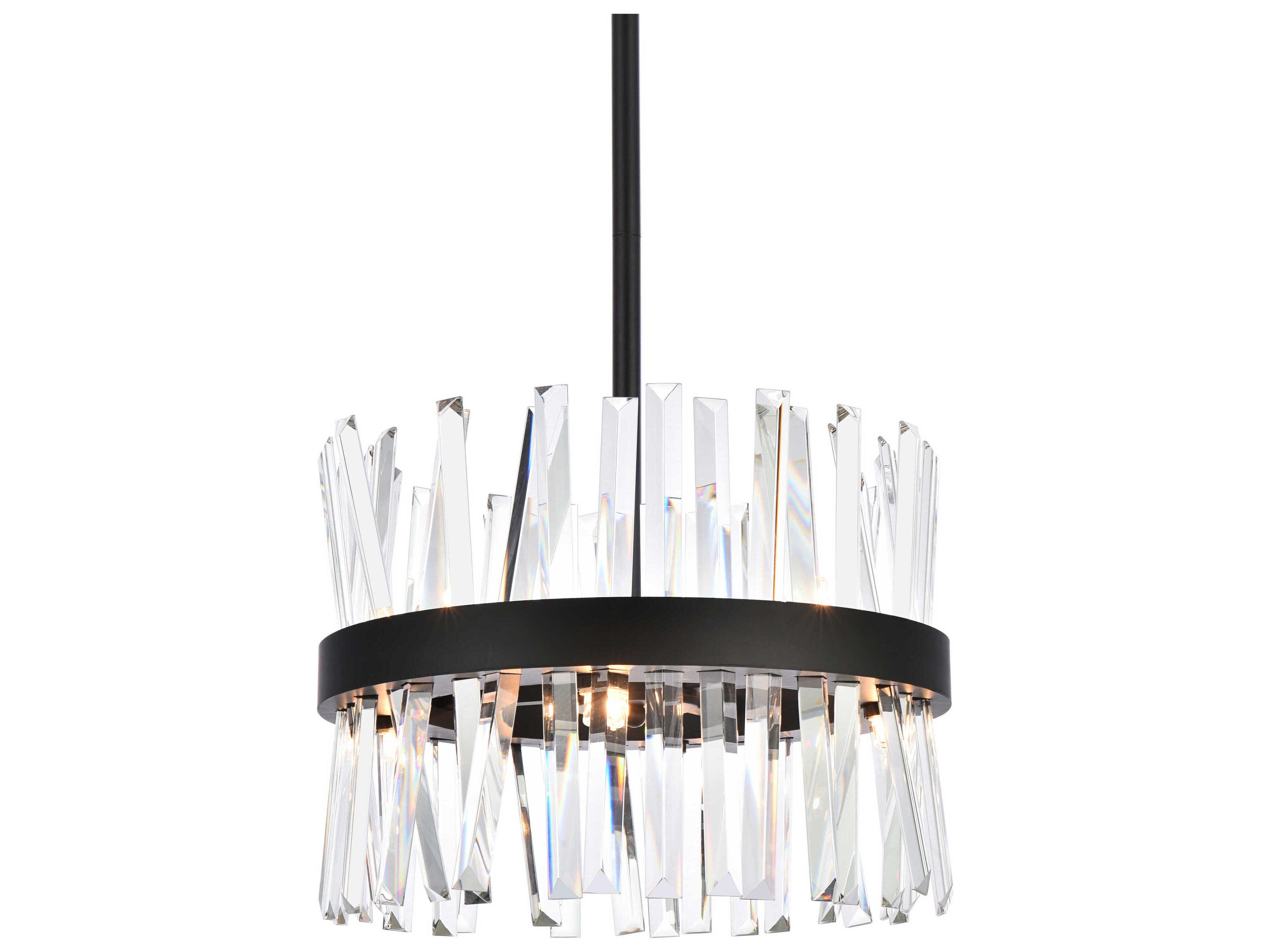 Elegant Lighting Serephina 8-Light Black Crystal Linear Pendant