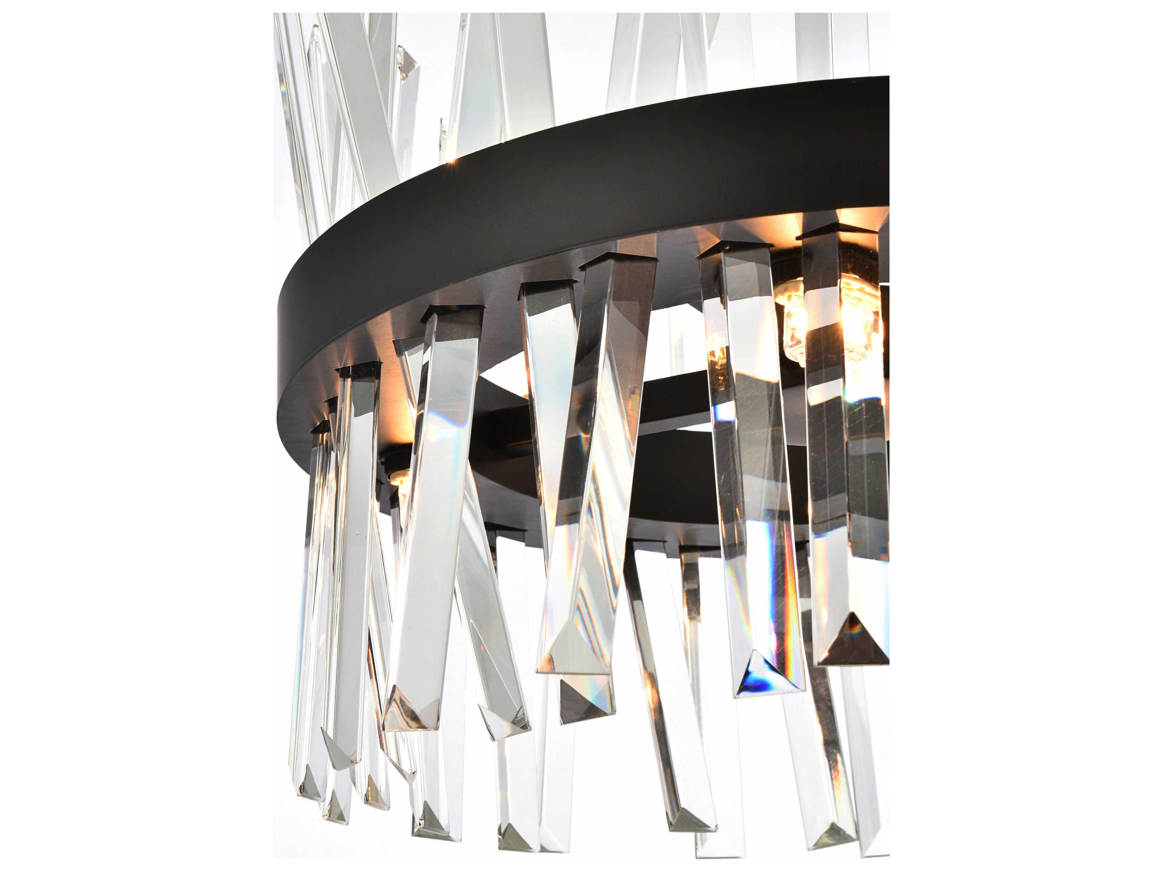 Elegant Lighting Serephina 8-Light Black Crystal Linear Pendant
