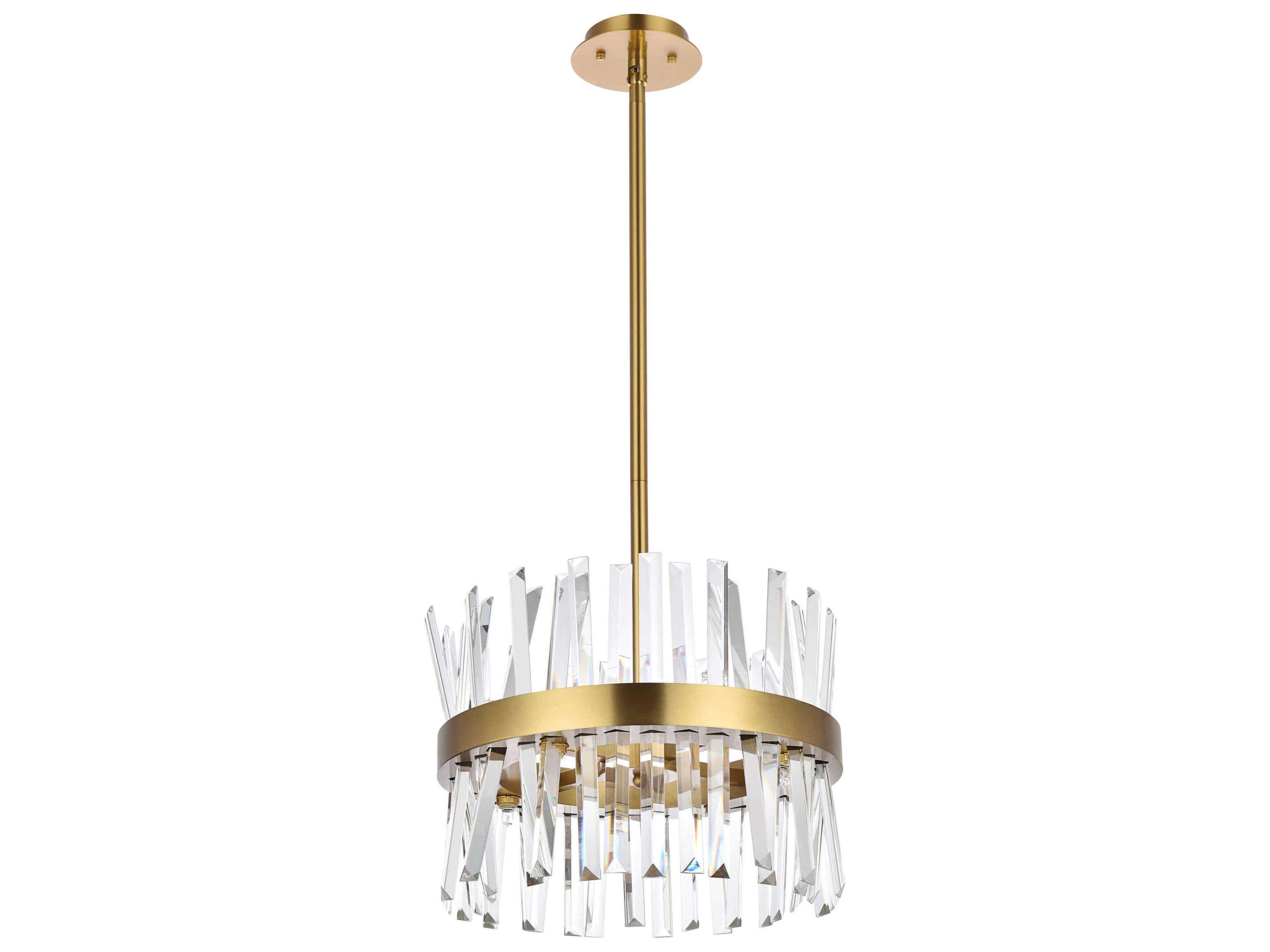 Elegant Lighting Serephina 8-Light Satin Gold Crystal Linear Pendant