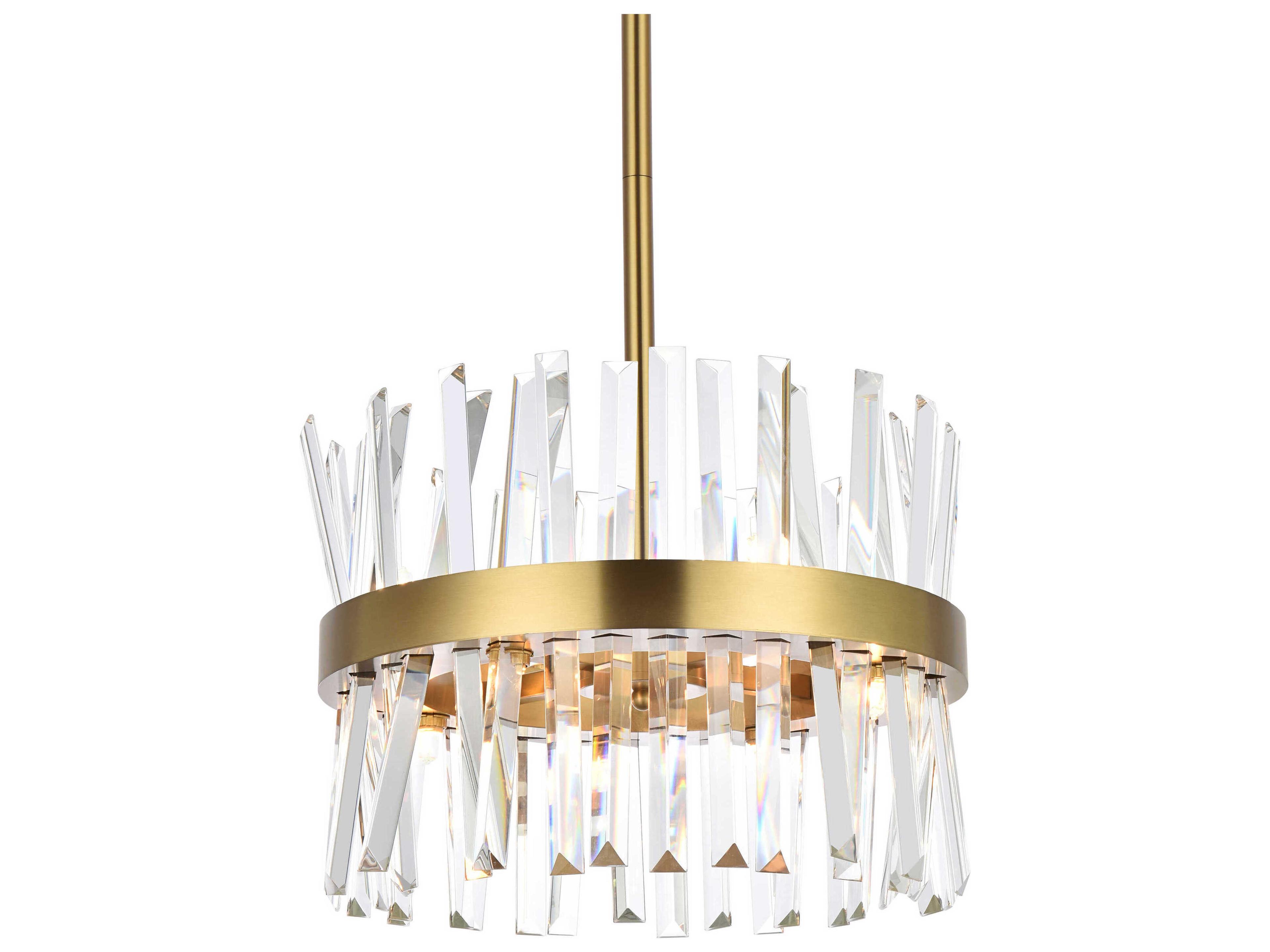 Elegant Lighting Serephina 8-Light Satin Gold Crystal Linear Pendant
