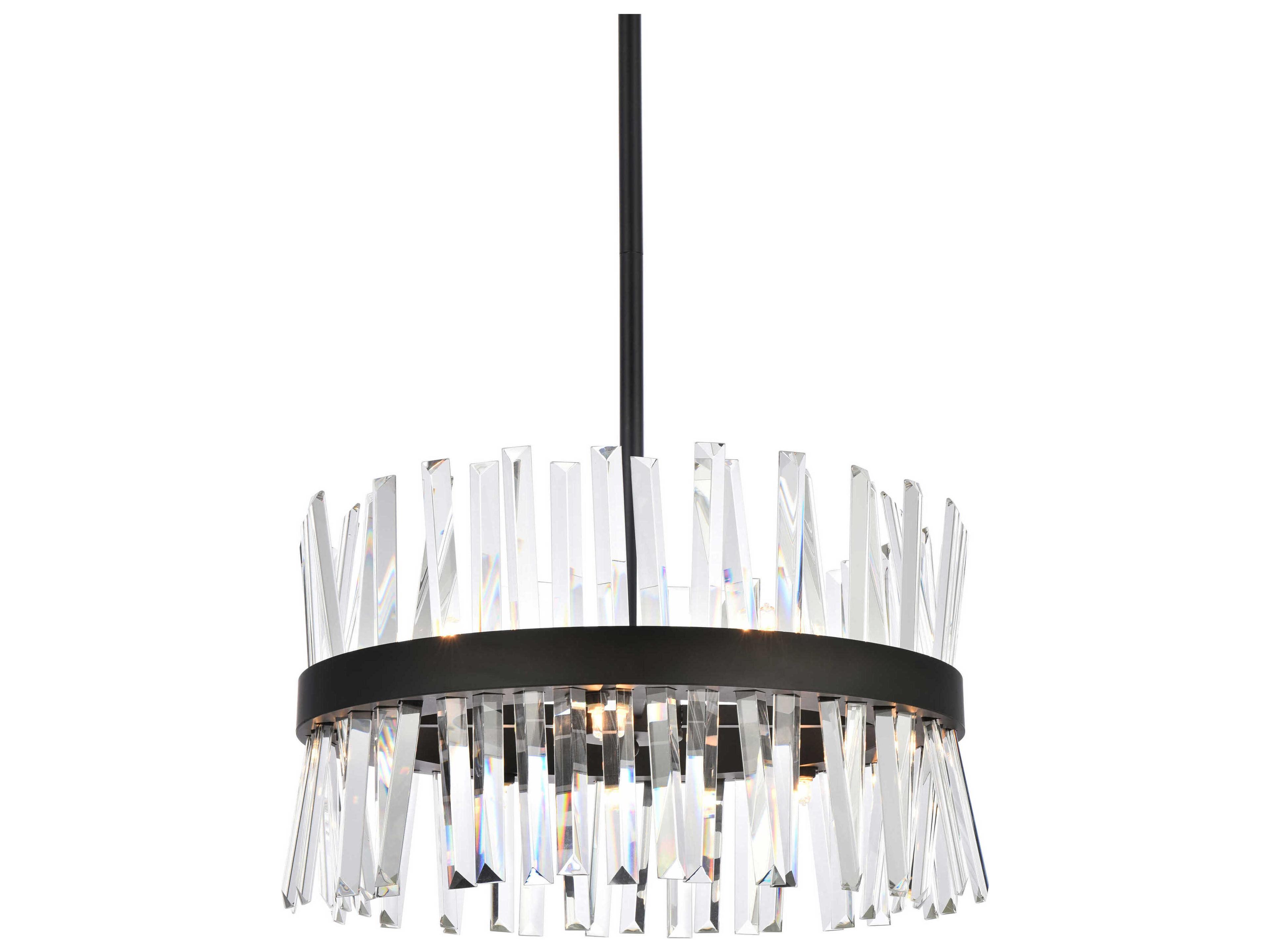 Elegant Lighting Serephina 10-Light Black Crystal Linear Pendant