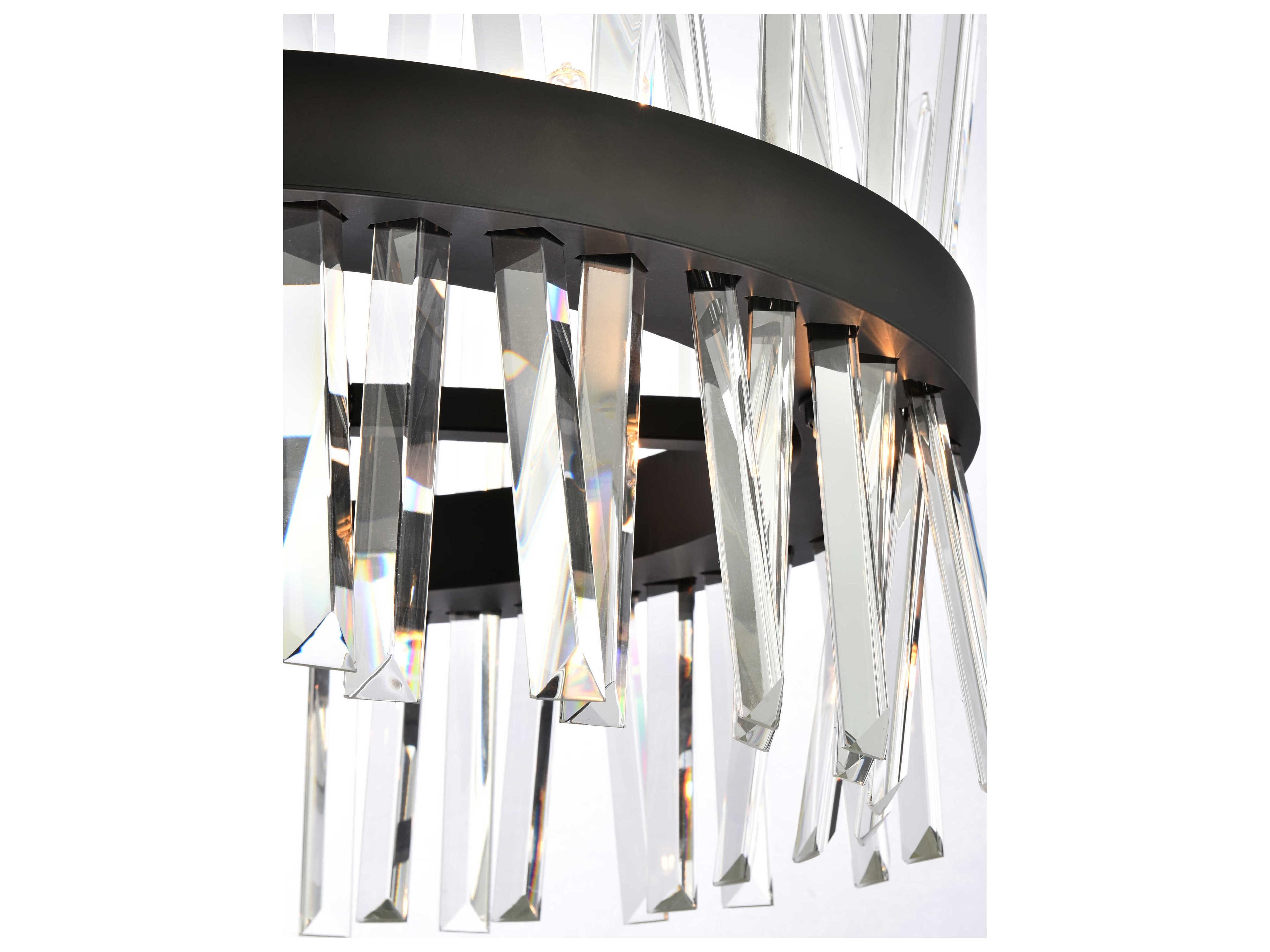 Elegant Lighting Serephina 10-Light Black Crystal Linear Pendant