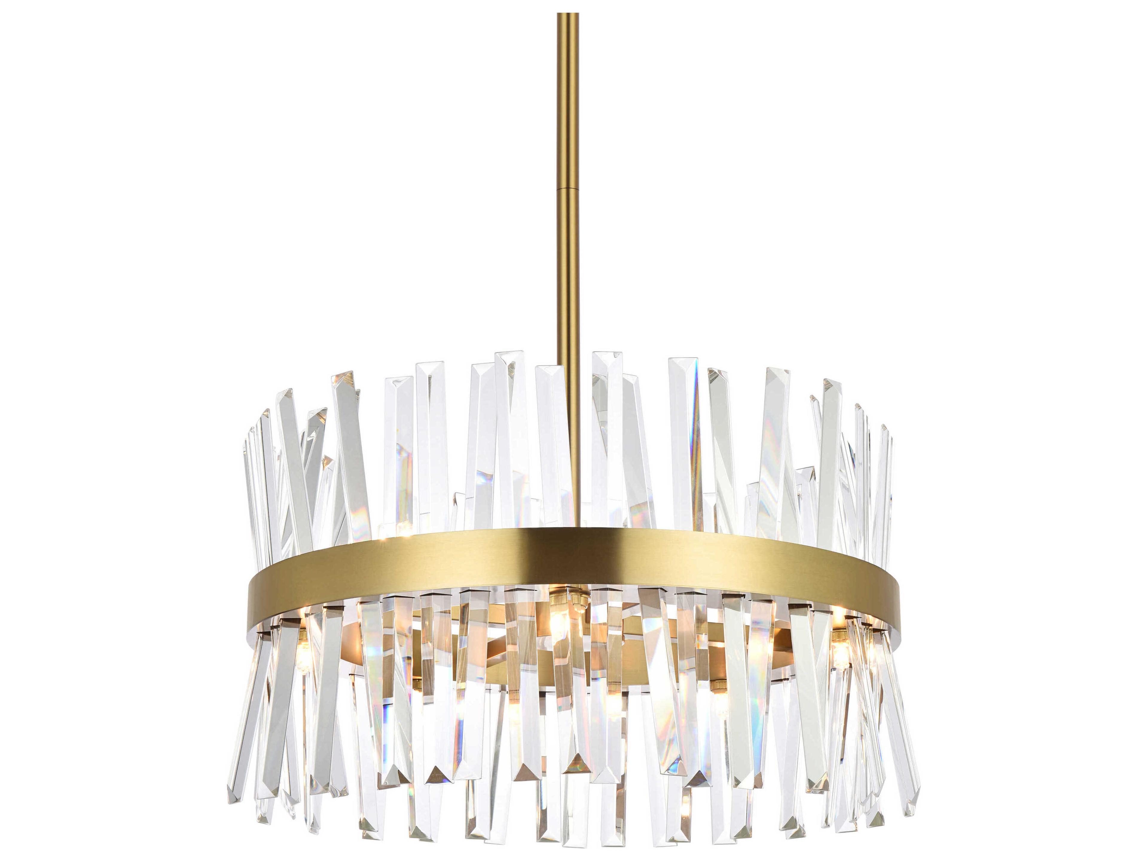Elegant Lighting Serephina 10-Light Satin Gold Crystal Linear Pendant