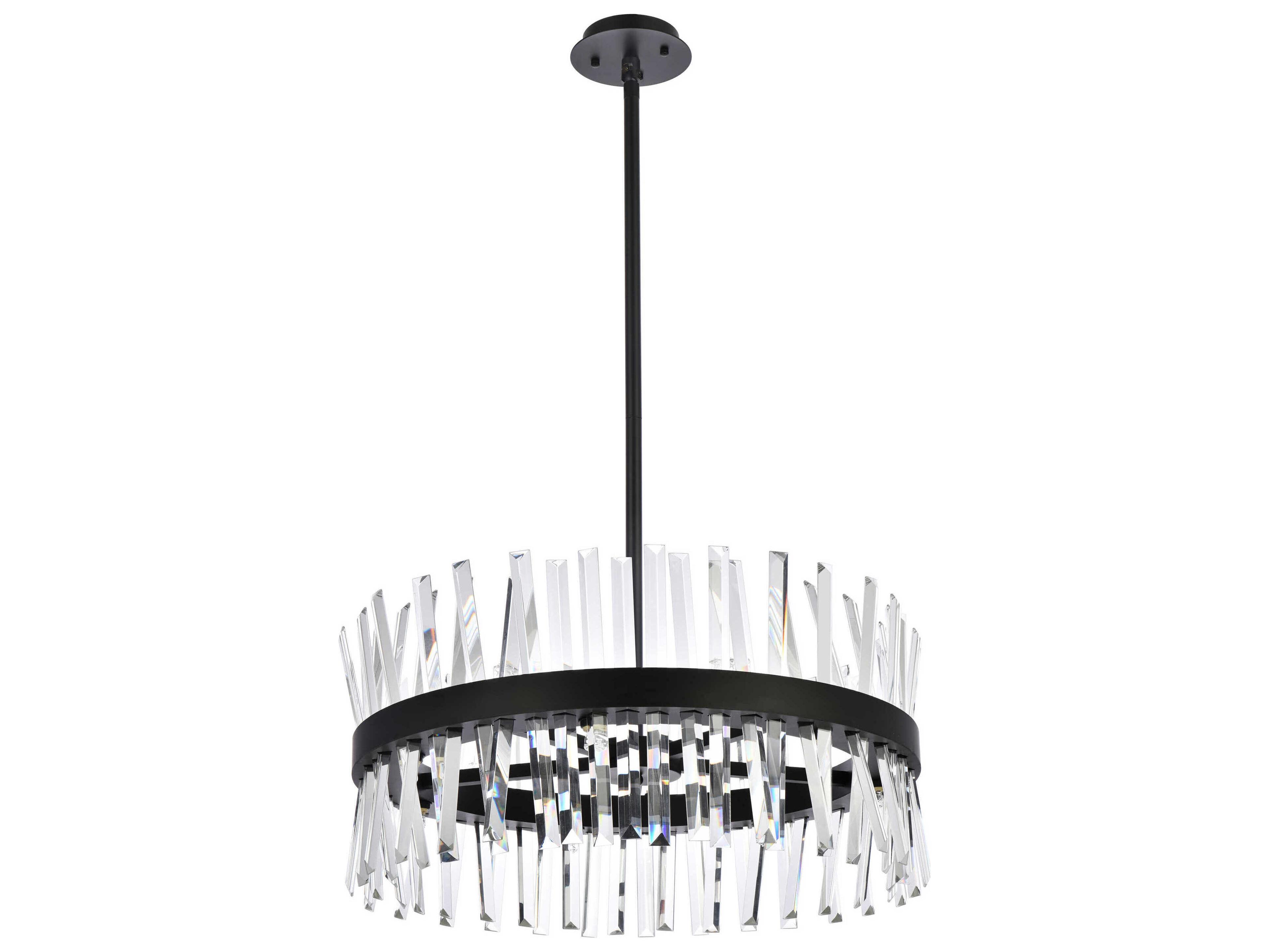 Elegant Lighting Serephina 14-Light Black Crystal Linear Pendant