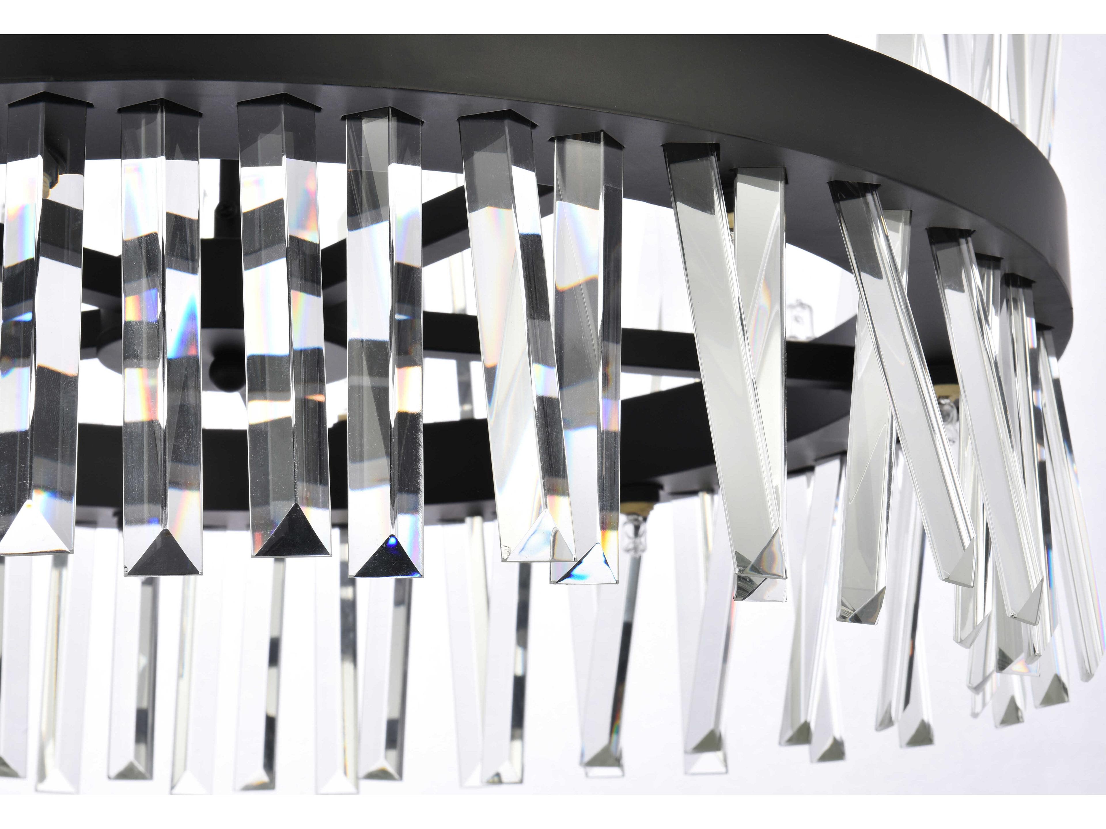 Elegant Lighting Serephina 14-Light Black Crystal Linear Pendant