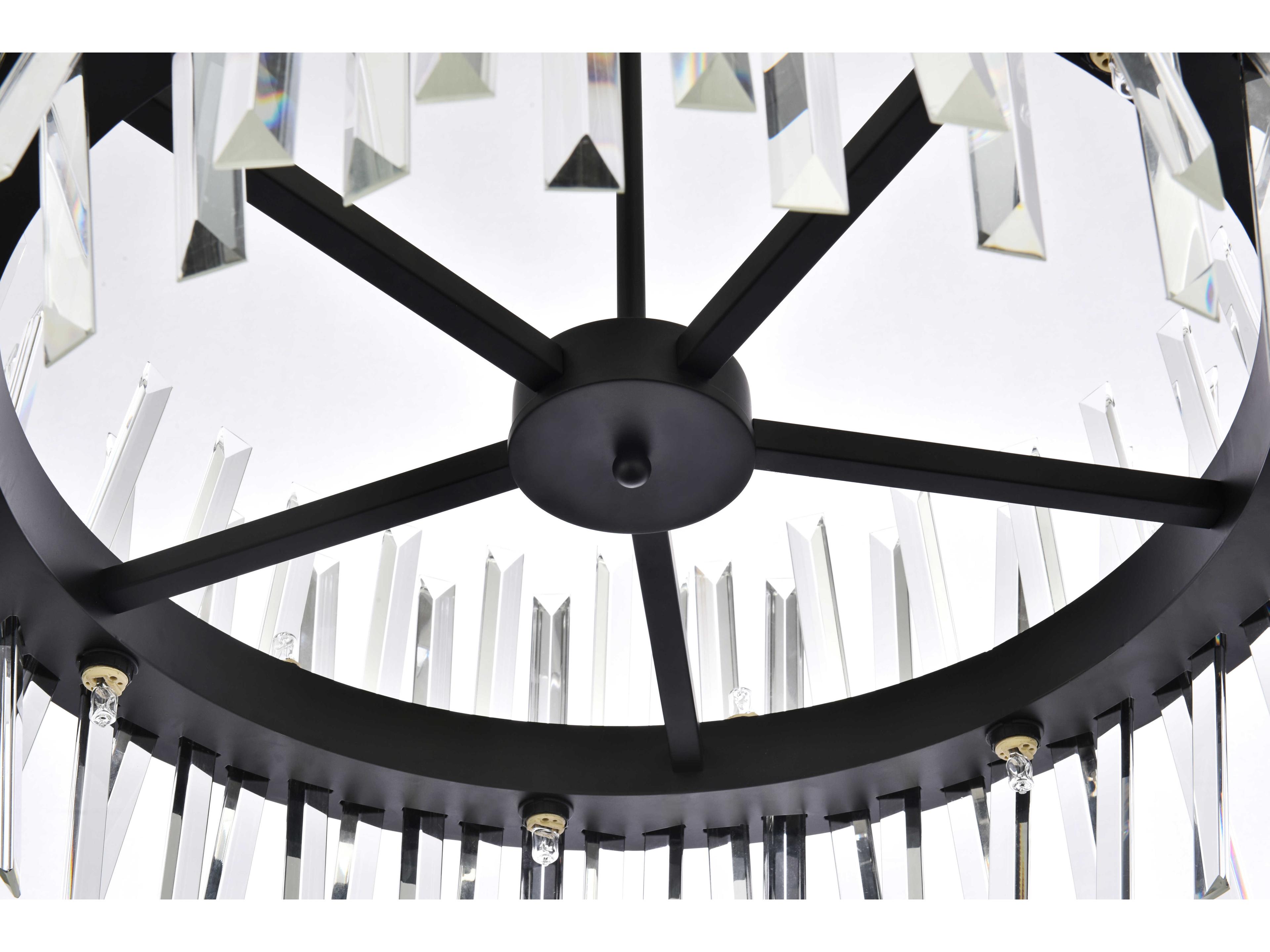 Elegant Lighting Serephina 14-Light Black Crystal Linear Pendant