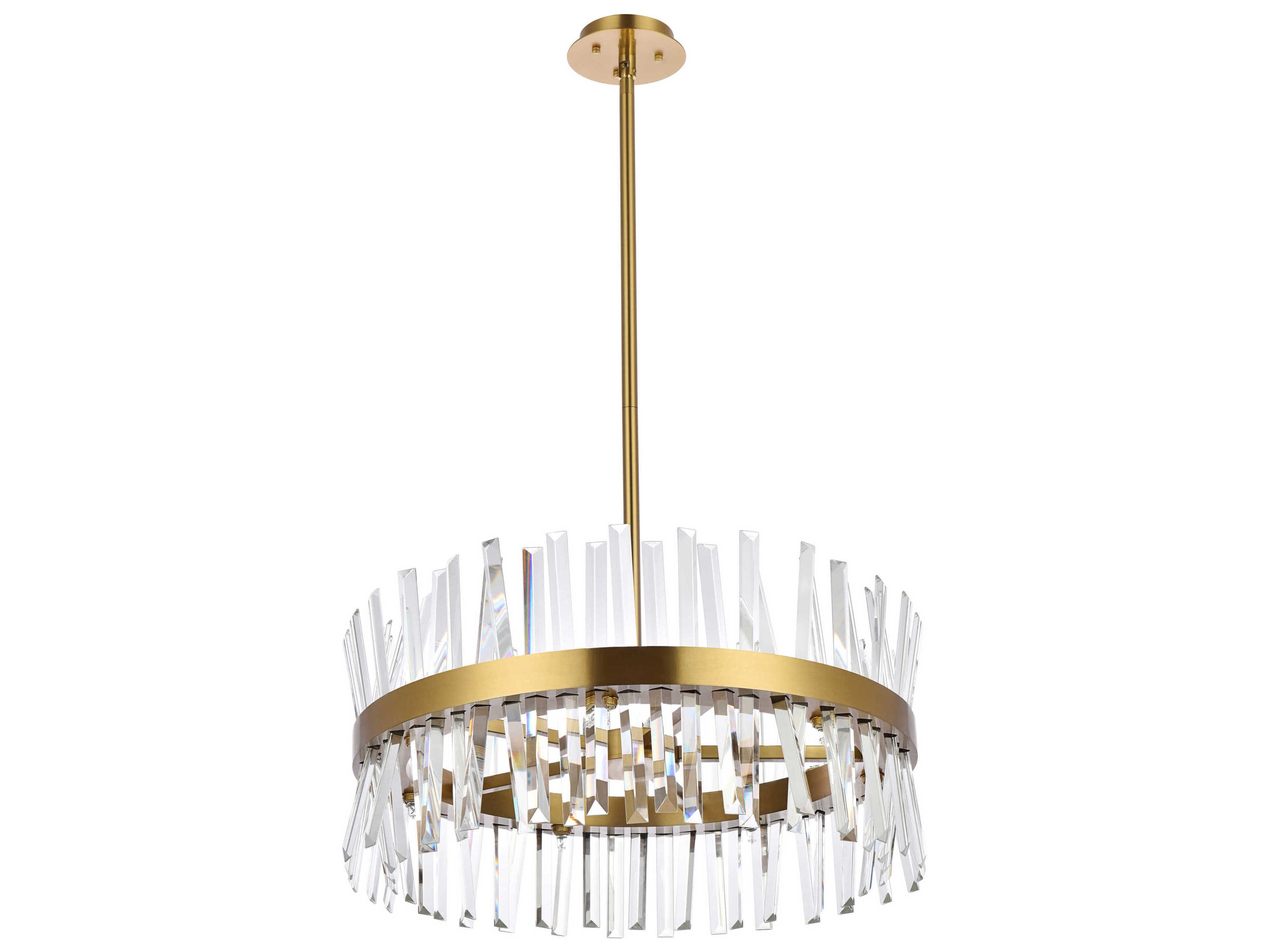Elegant Lighting Serephina 14-Light Satin Gold Crystal Linear Pendant