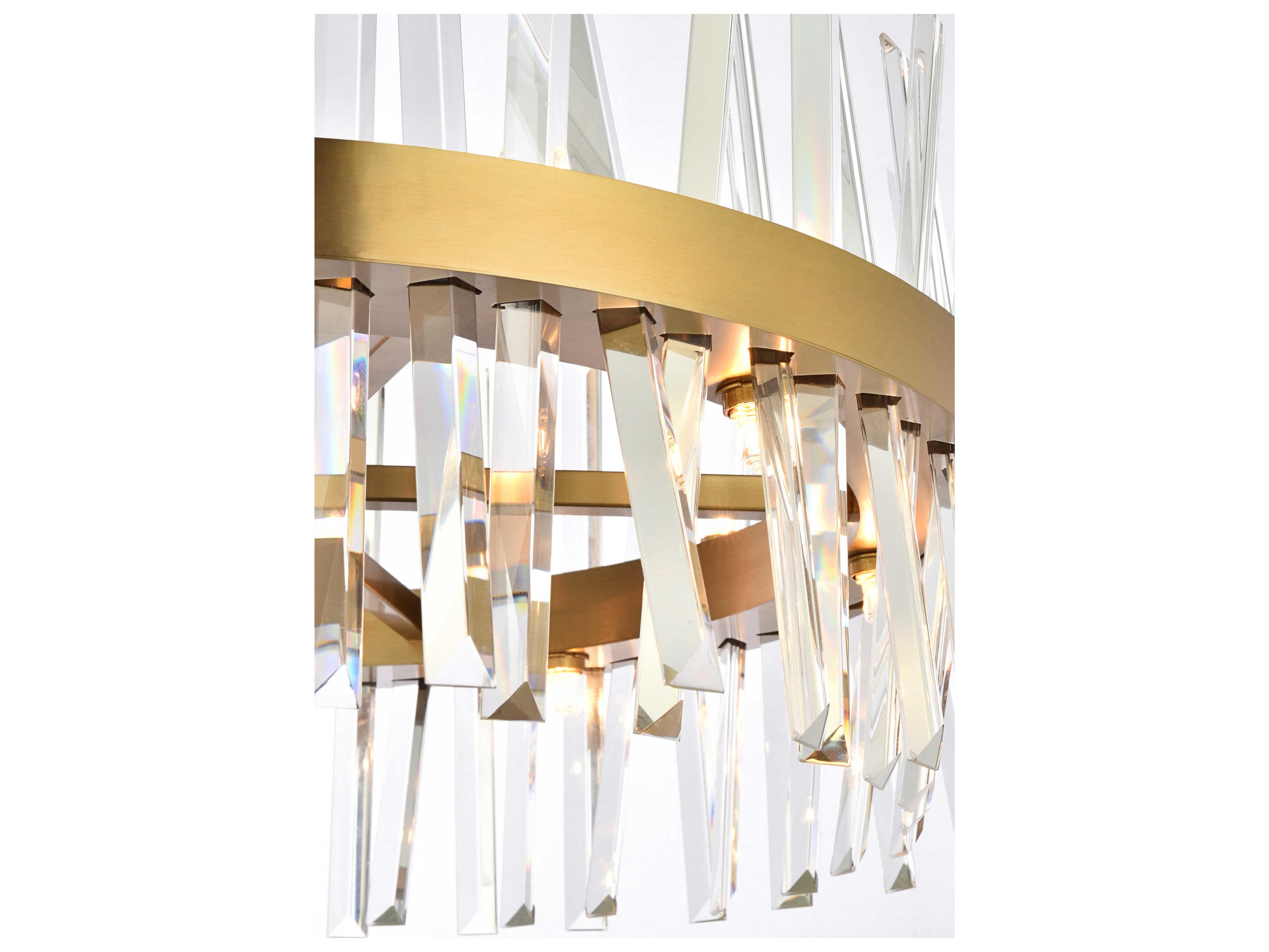 Elegant Lighting Serephina 14-Light Satin Gold Crystal Linear Pendant