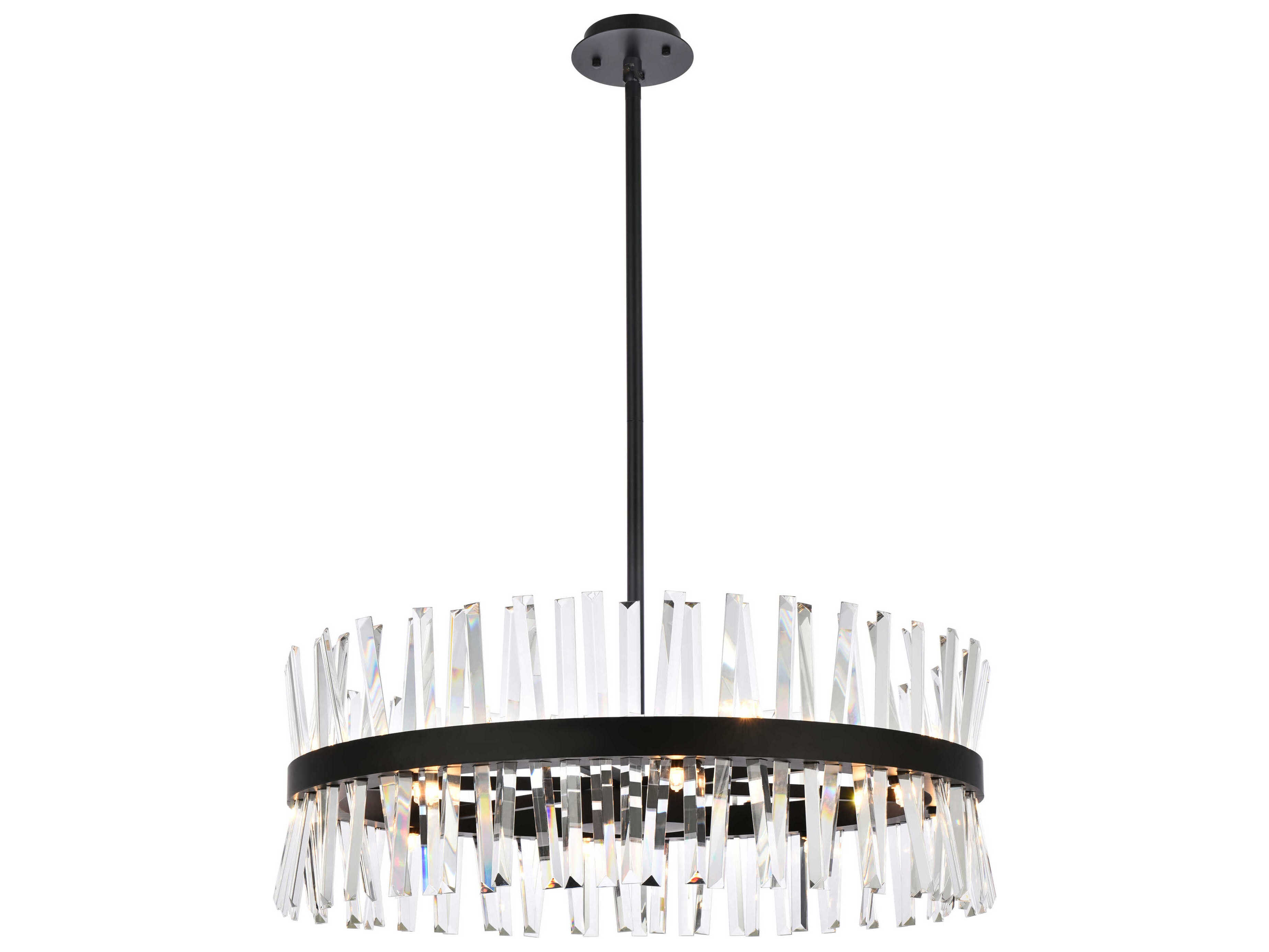 Elegant Lighting Serephina 16-Light6-Light Black Crystal Linear Pendant