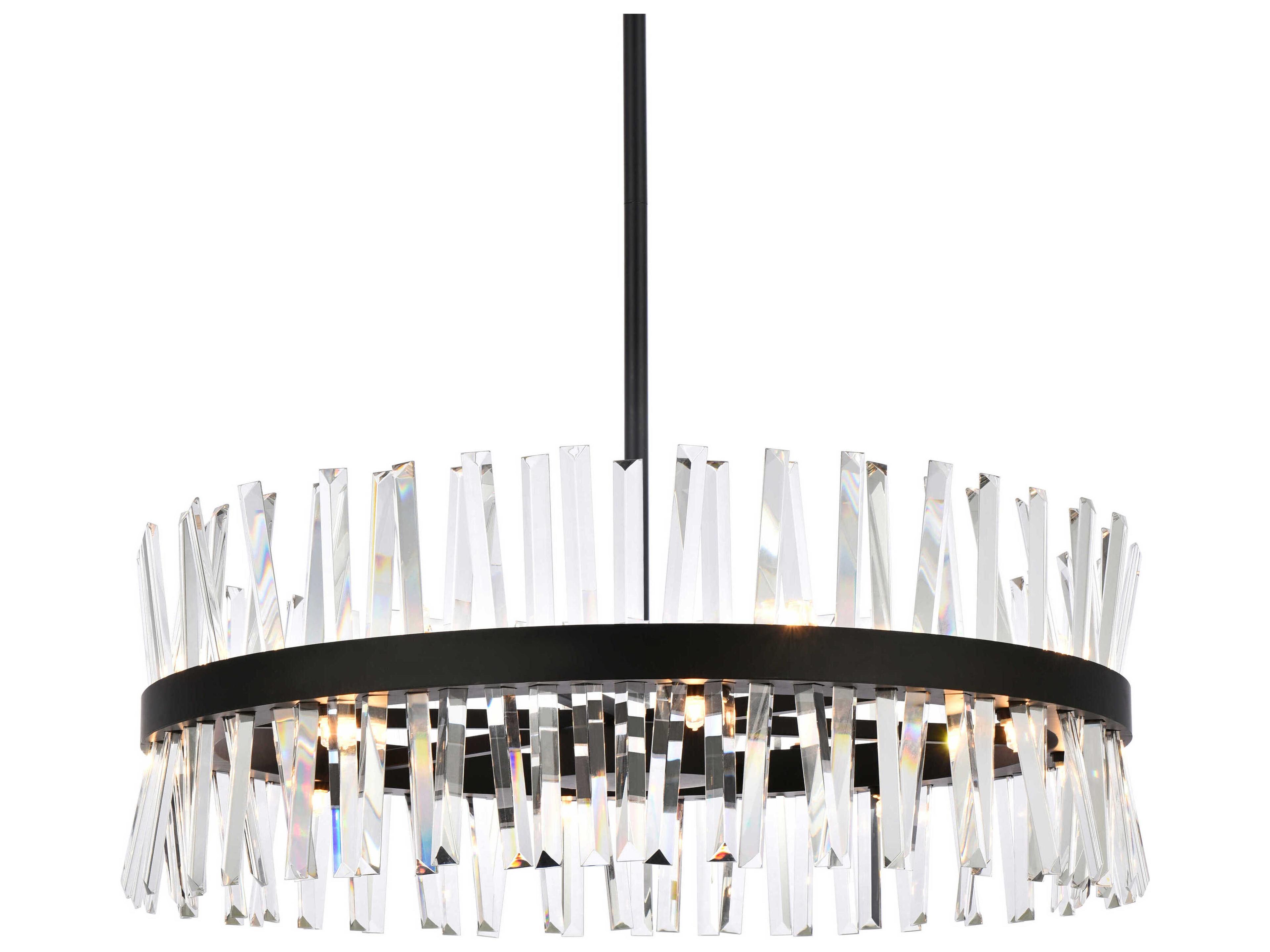 Elegant Lighting Serephina 16-Light6-Light Black Crystal Linear Pendant