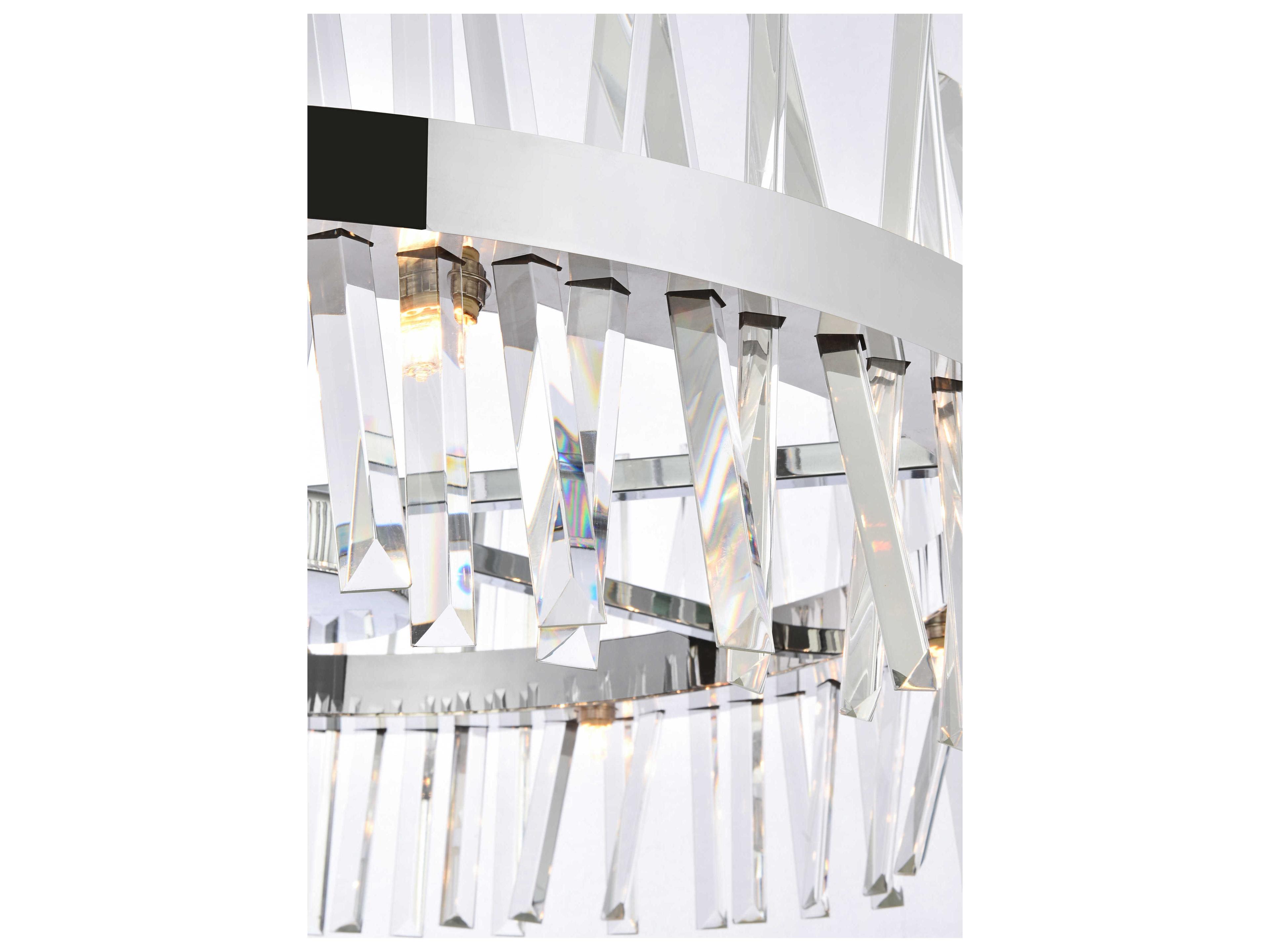 Elegant Lighting Serephina 16-Light6-Light Chrome Crystal Linear Pendant