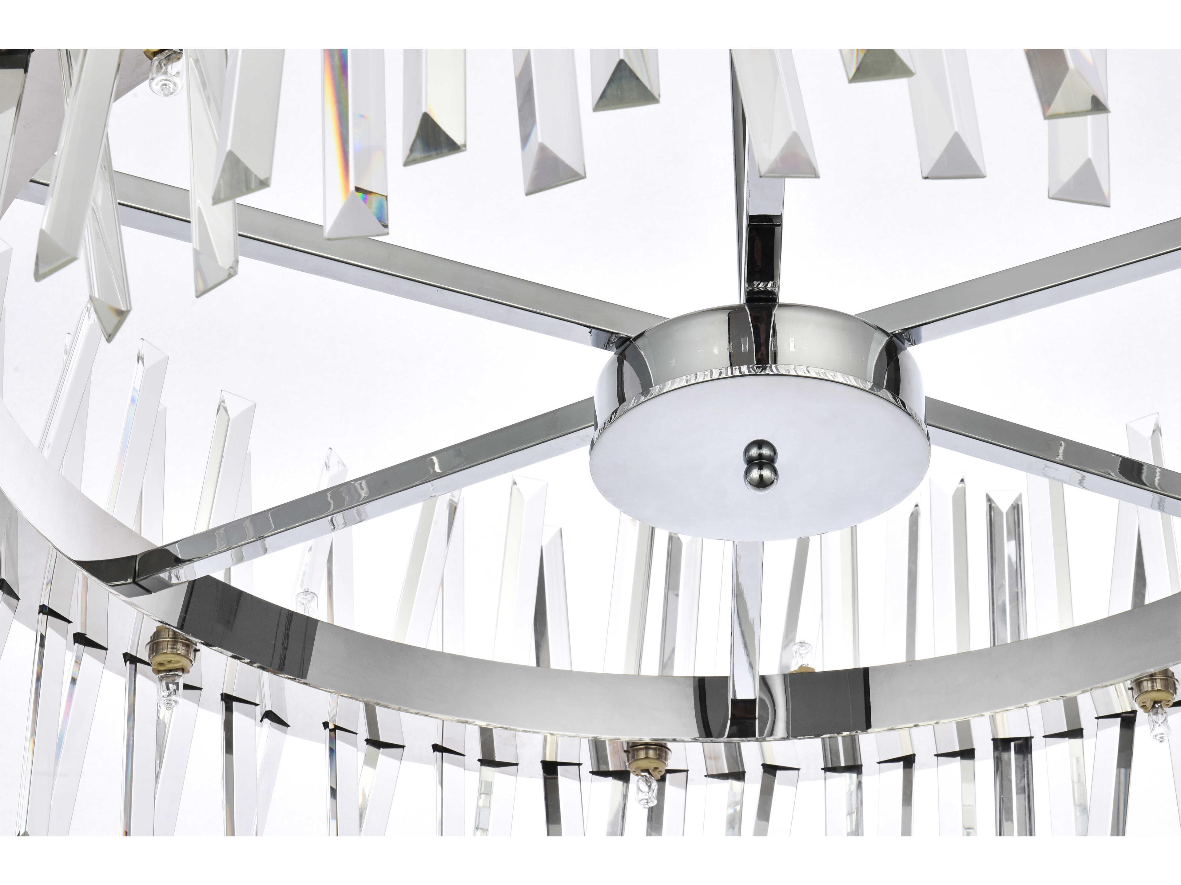 Elegant Lighting Serephina 16-Light6-Light Chrome Crystal Linear Pendant