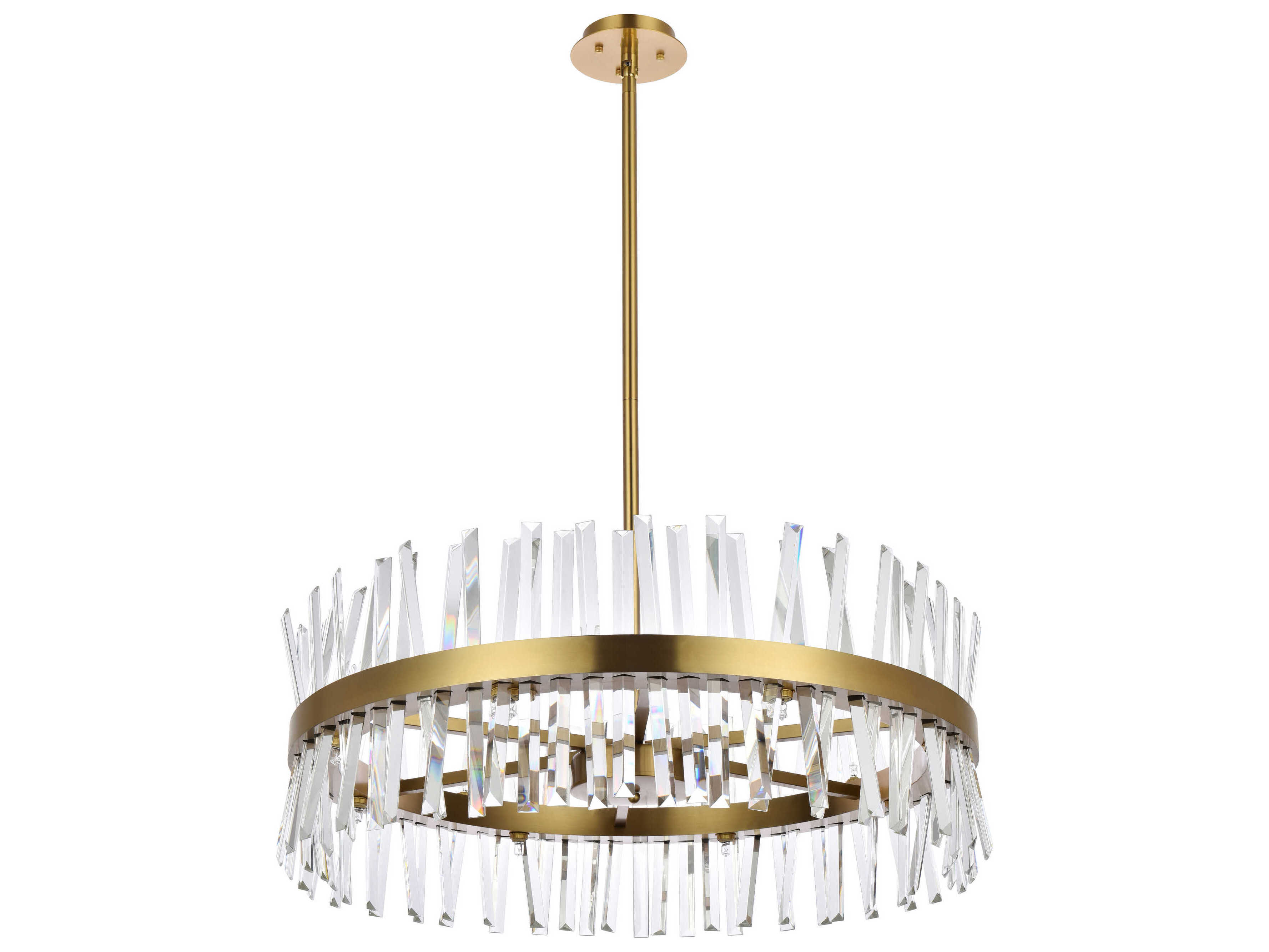 Elegant Lighting Serephina 16-Light6-Light Satin Gold Crystal Linear Pendant