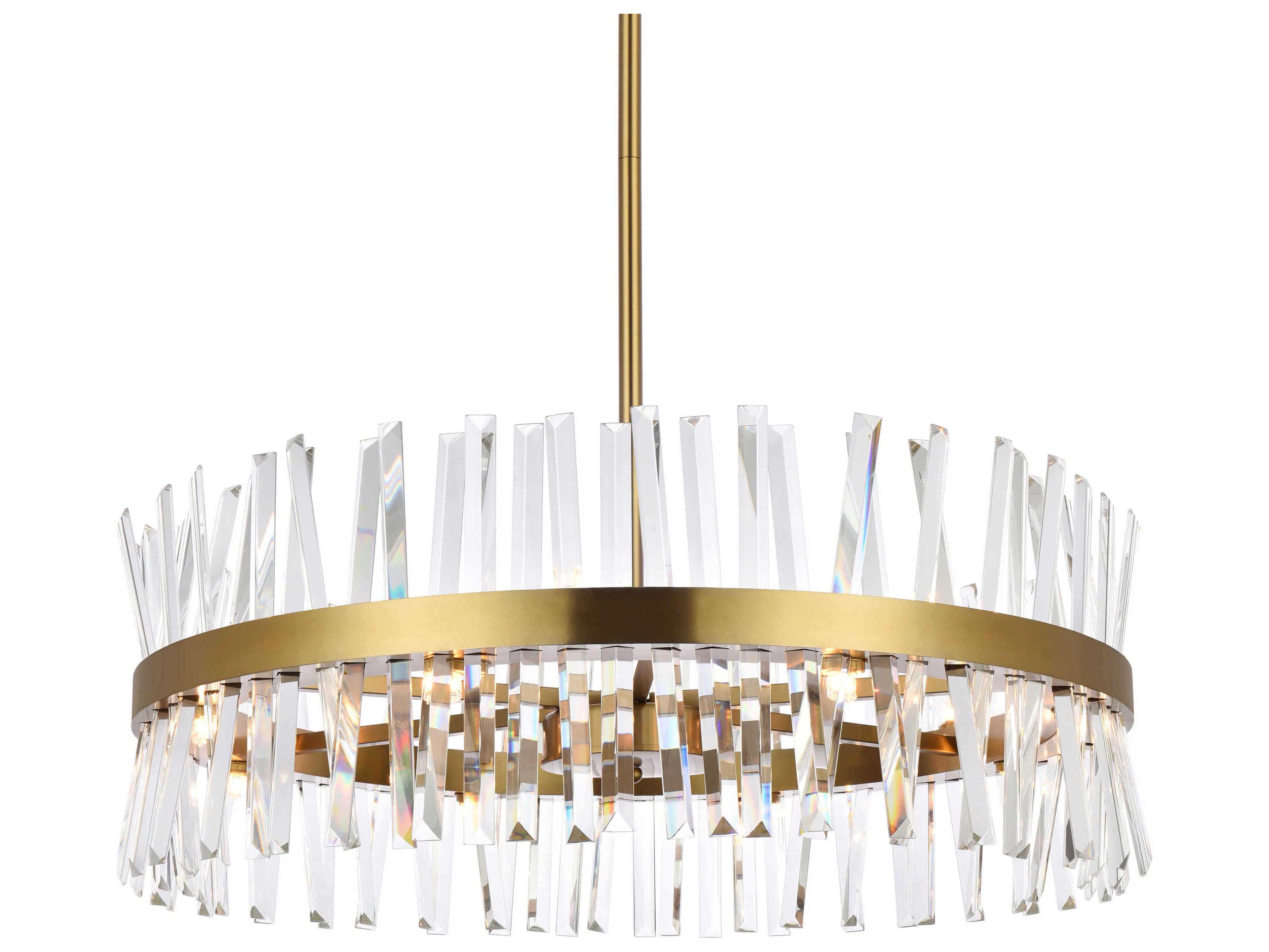 Elegant Lighting Serephina 16-Light6-Light Satin Gold Crystal Linear Pendant