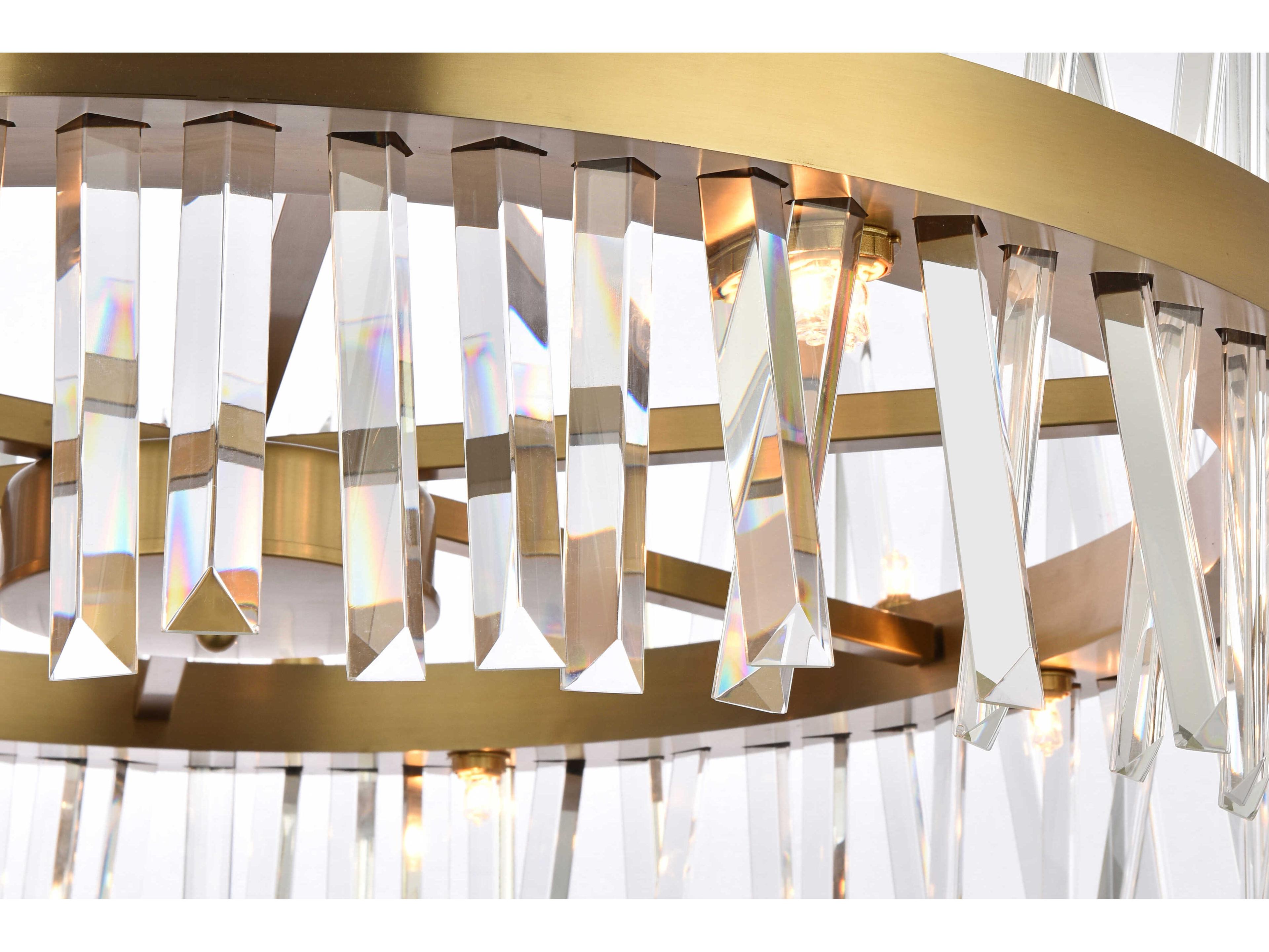Elegant Lighting Serephina 16-Light6-Light Satin Gold Crystal Linear Pendant