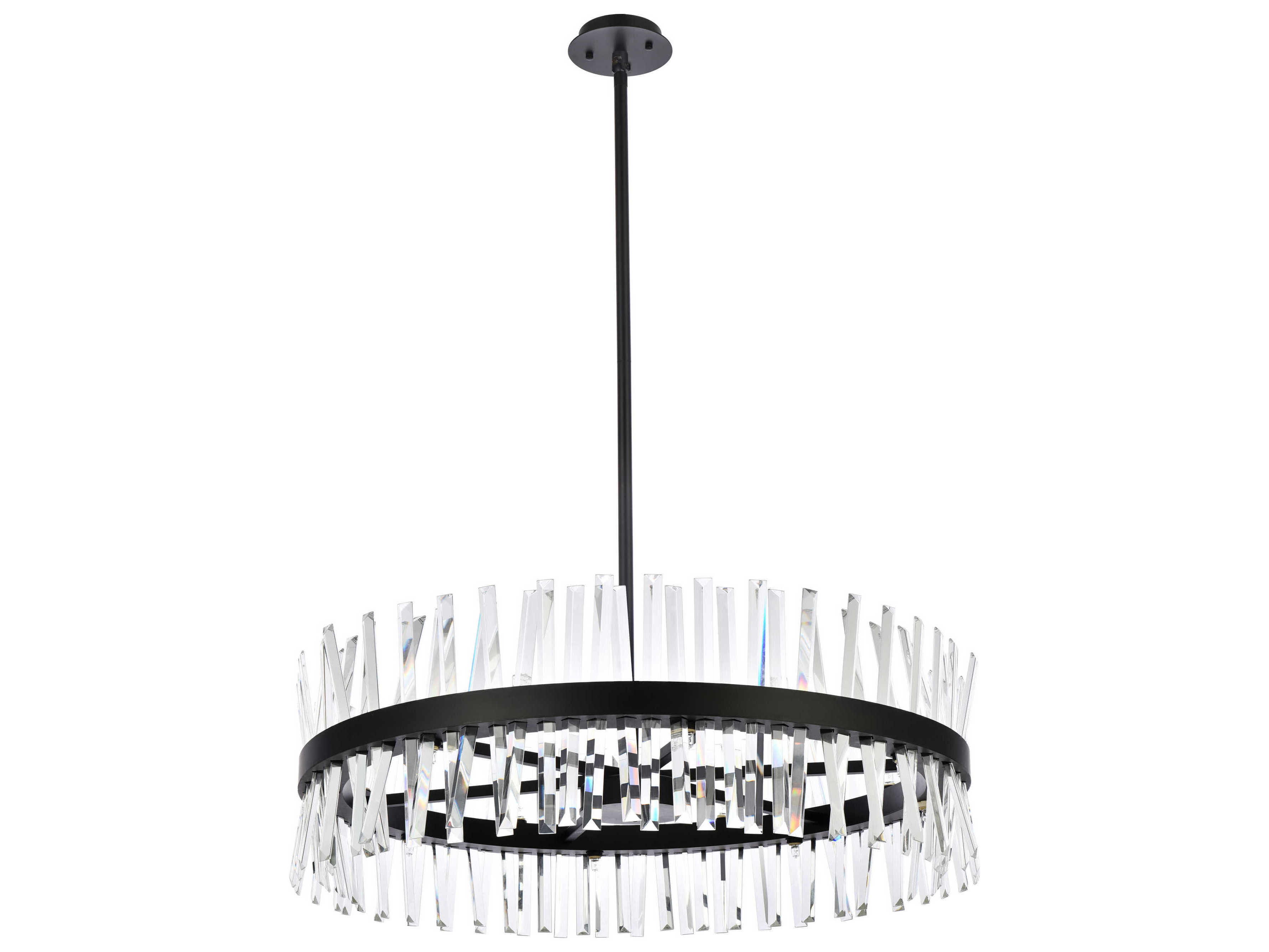 Elegant Lighting Serephina 16-Light6-Light Black Crystal Linear Pendant