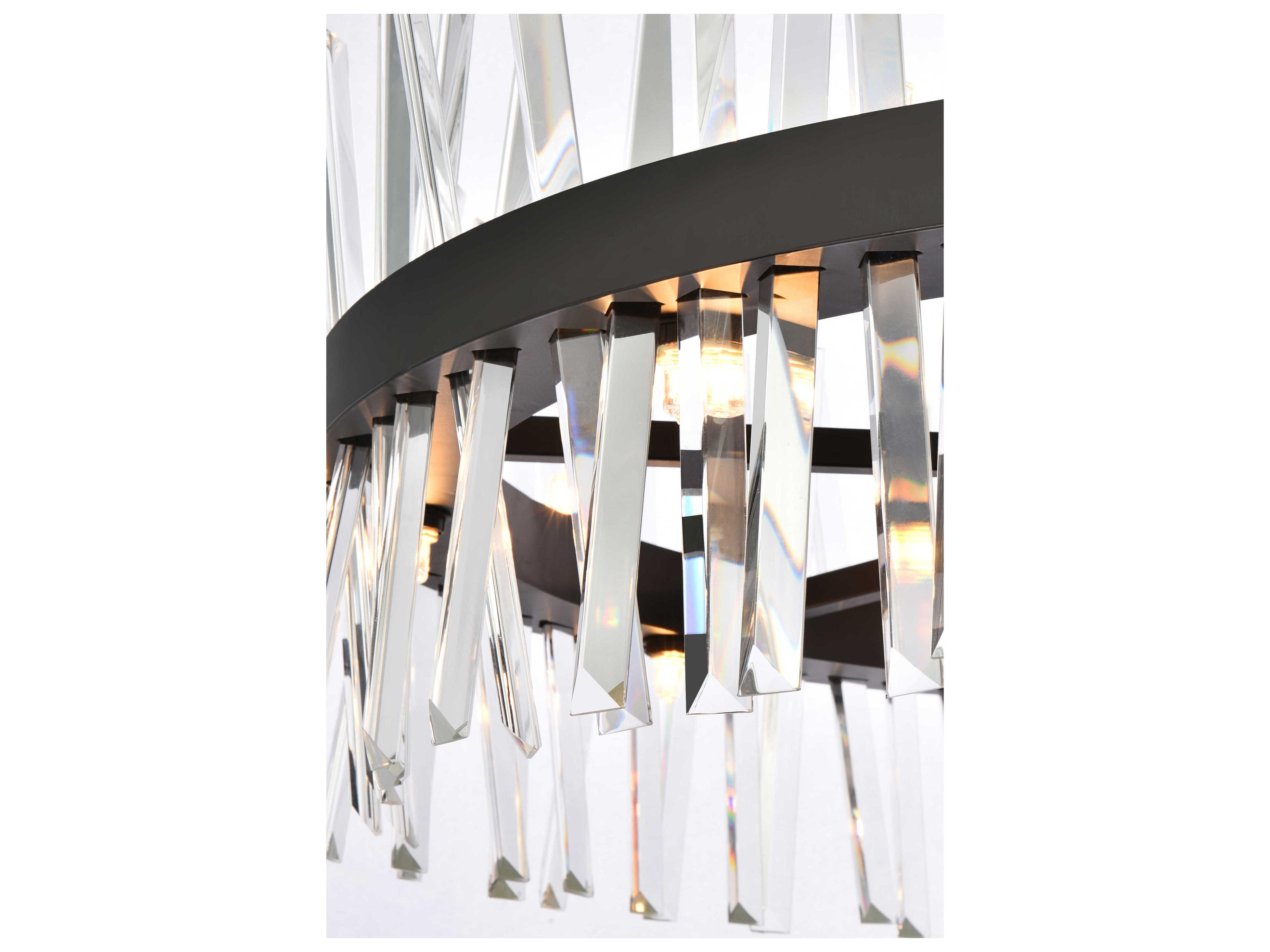 Elegant Lighting Serephina 16-Light6-Light Black Crystal Linear Pendant