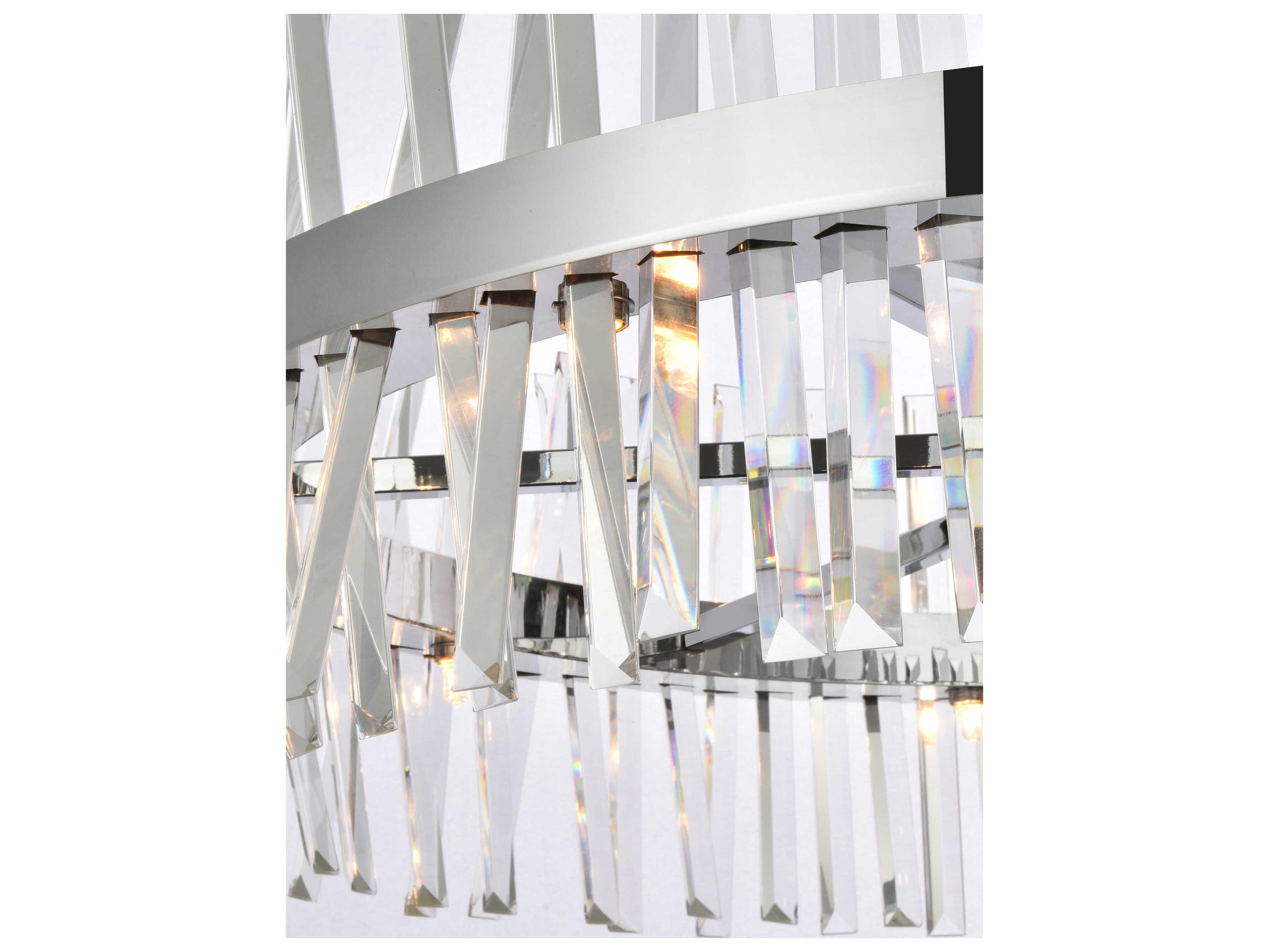 Elegant Lighting Serephina 16-Light6-Light Chrome Crystal Linear Pendant
