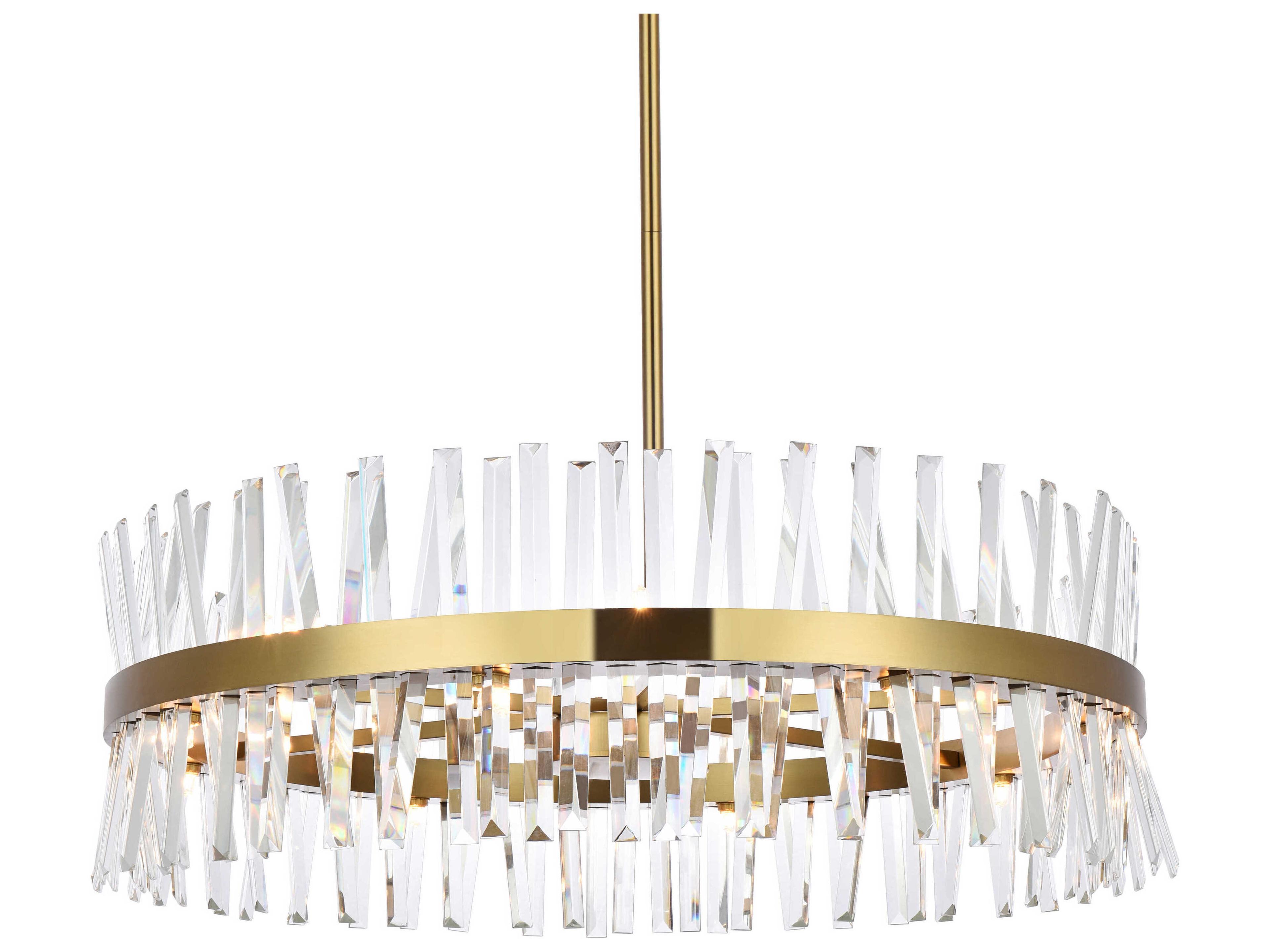 Elegant Lighting Serephina 16-Light6-Light Satin Gold Crystal Linear Pendant