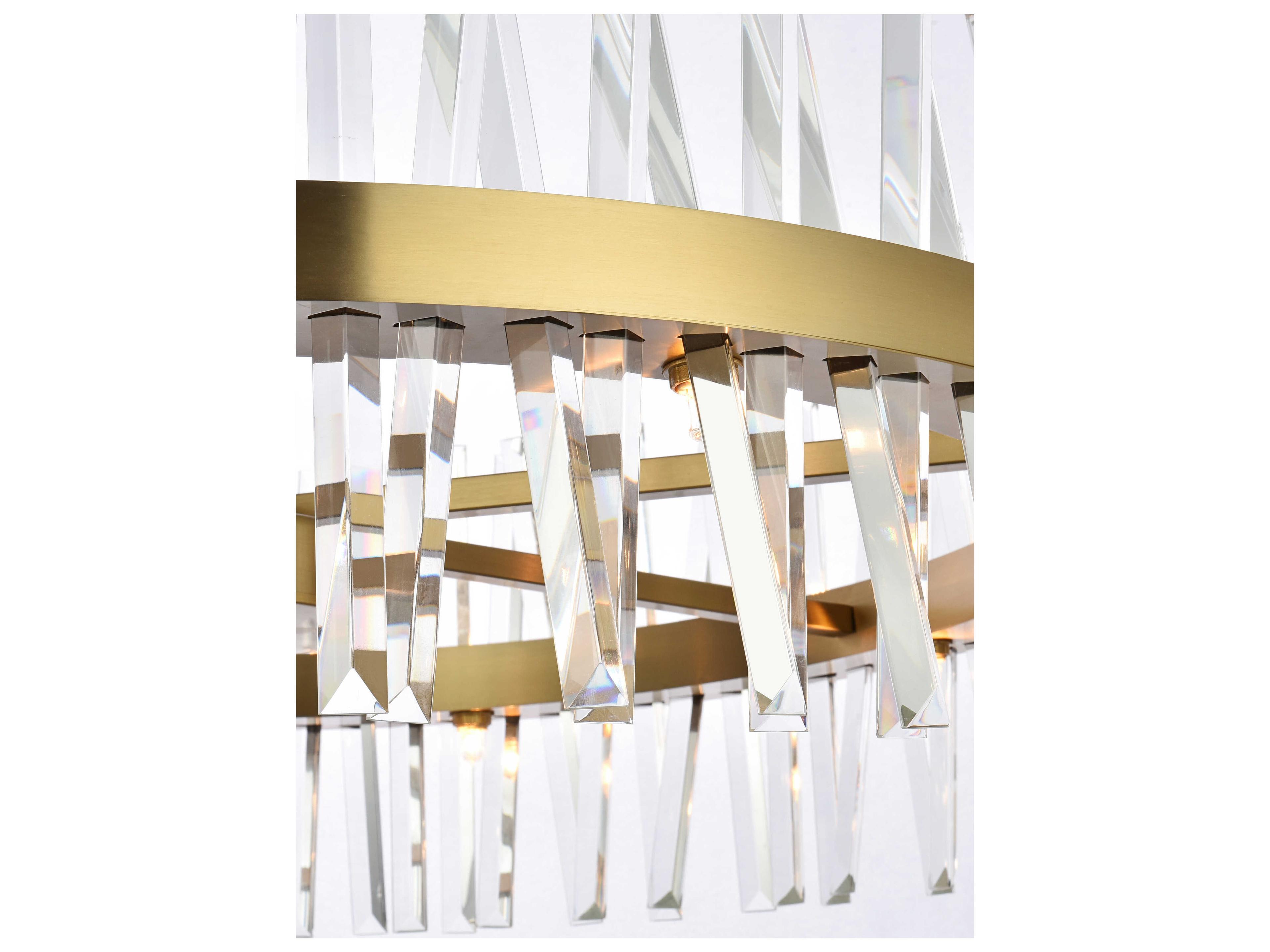 Elegant Lighting Serephina 16-Light6-Light Satin Gold Crystal Linear Pendant