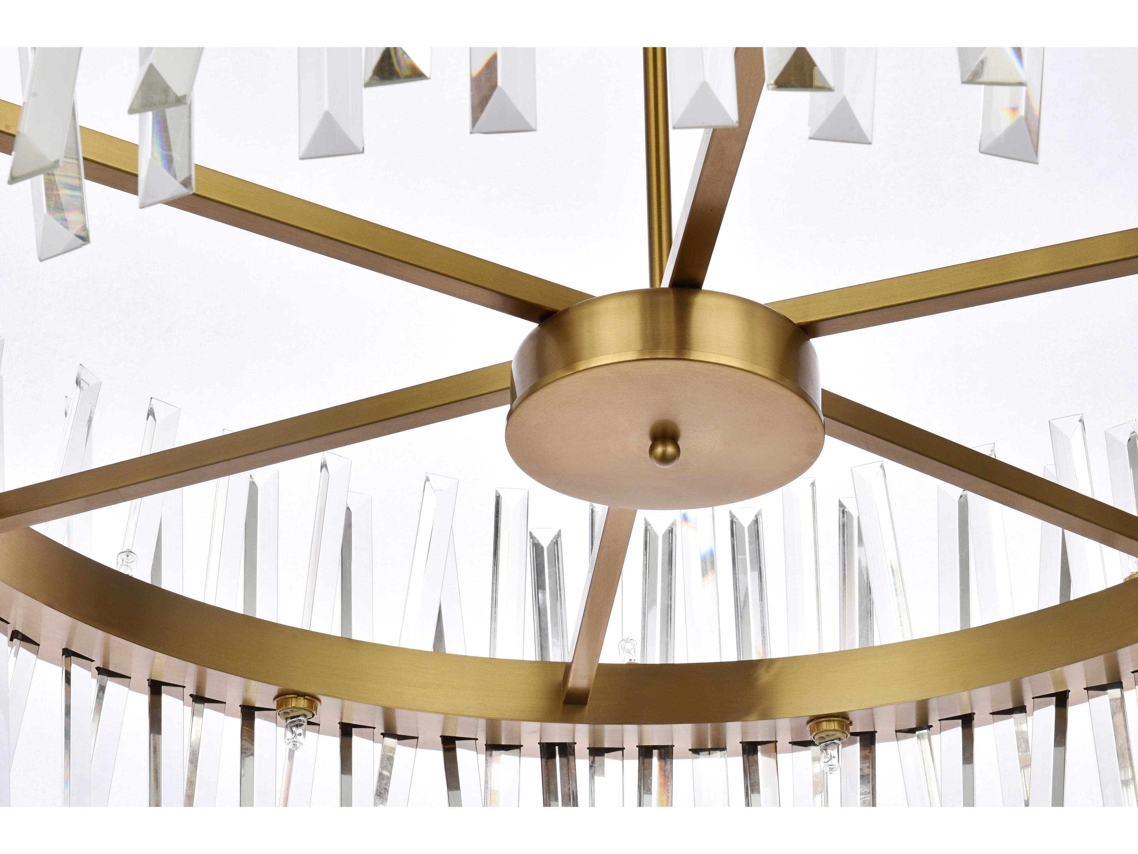 Elegant Lighting Serephina 16-Light6-Light Satin Gold Crystal Linear Pendant