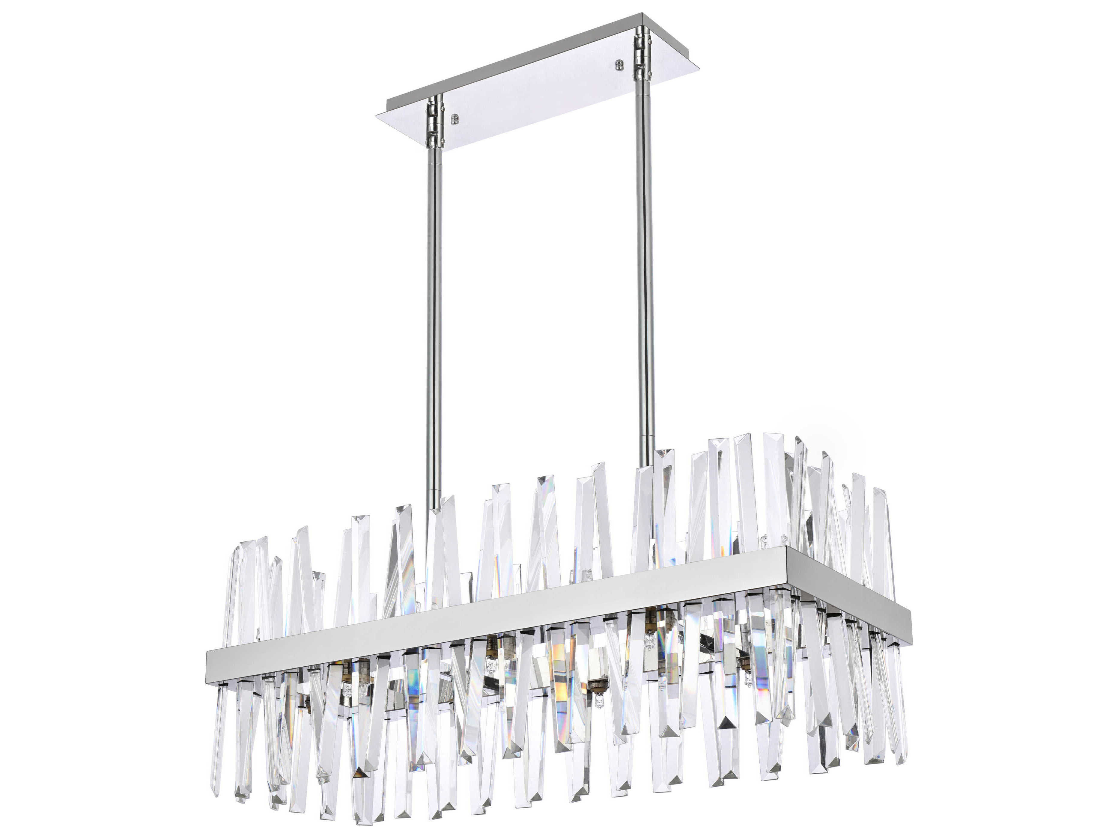 Elegant Lighting Serephina 16-Light6-Light Chrome Crystal Linear Island Pendant