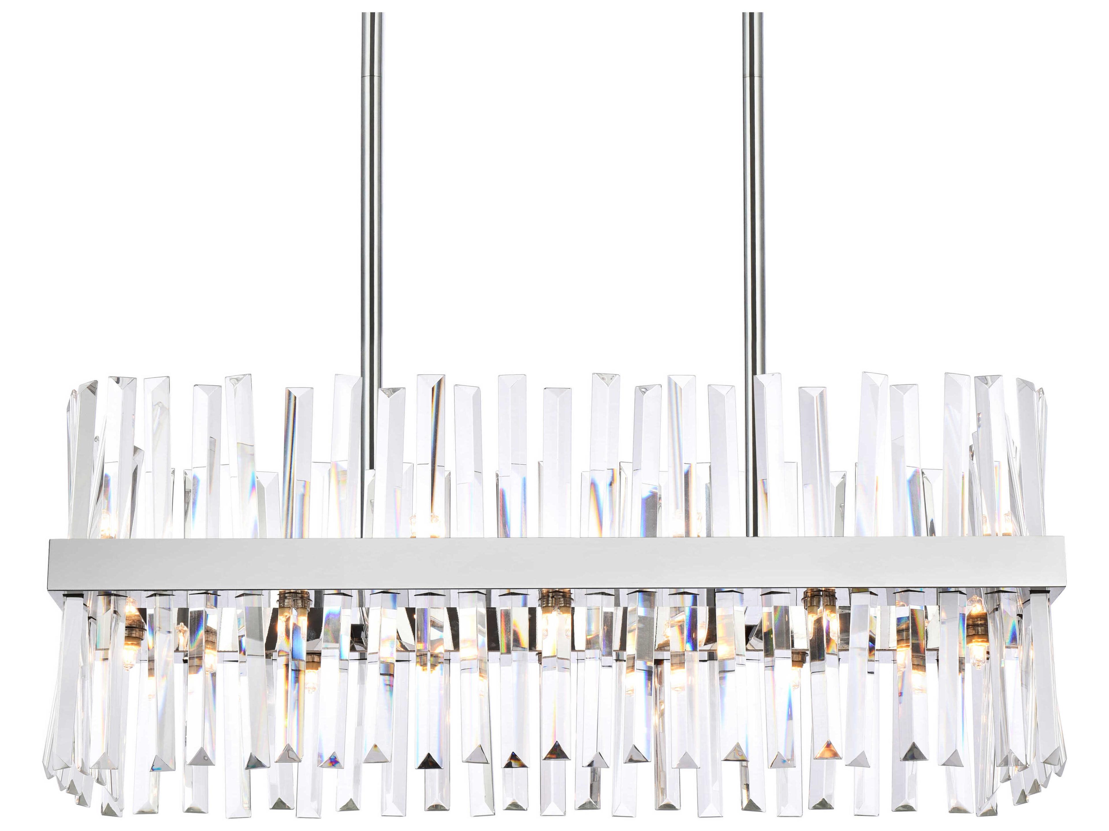 Elegant Lighting Serephina 16-Light6-Light Chrome Crystal Linear Island Pendant