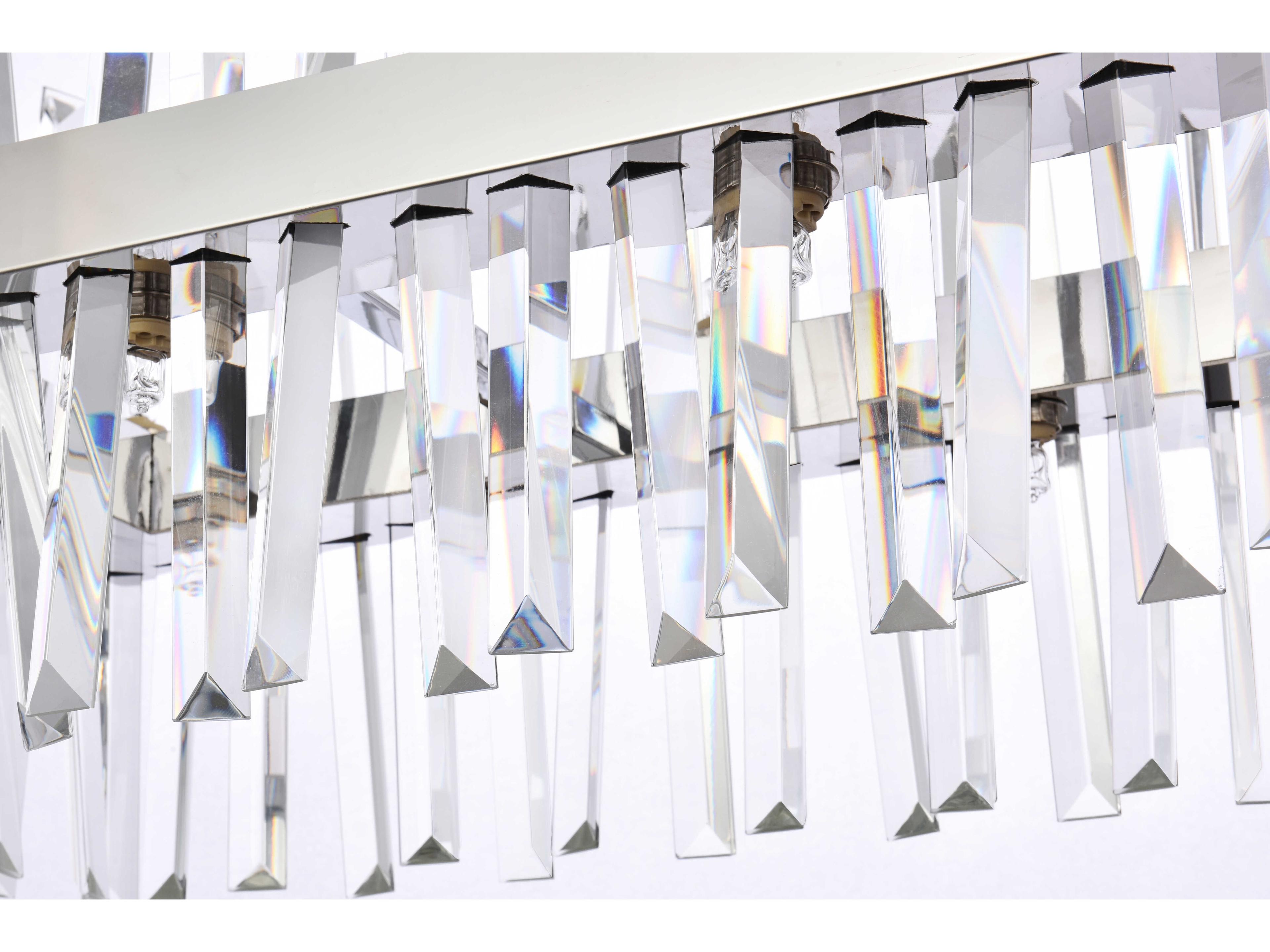 Elegant Lighting Serephina 16-Light6-Light Chrome Crystal Linear Island Pendant