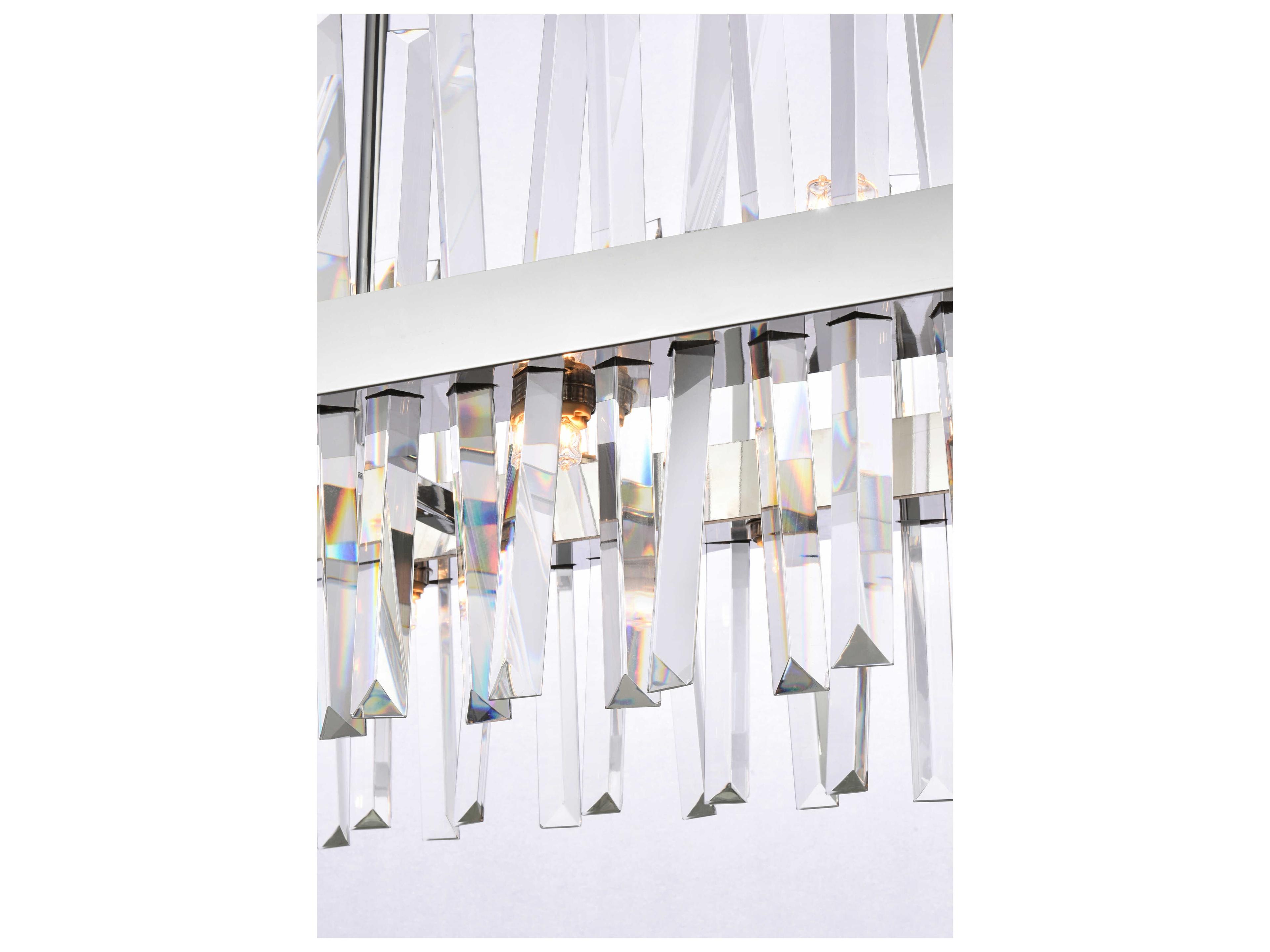 Elegant Lighting Serephina 16-Light6-Light Chrome Crystal Linear Island Pendant