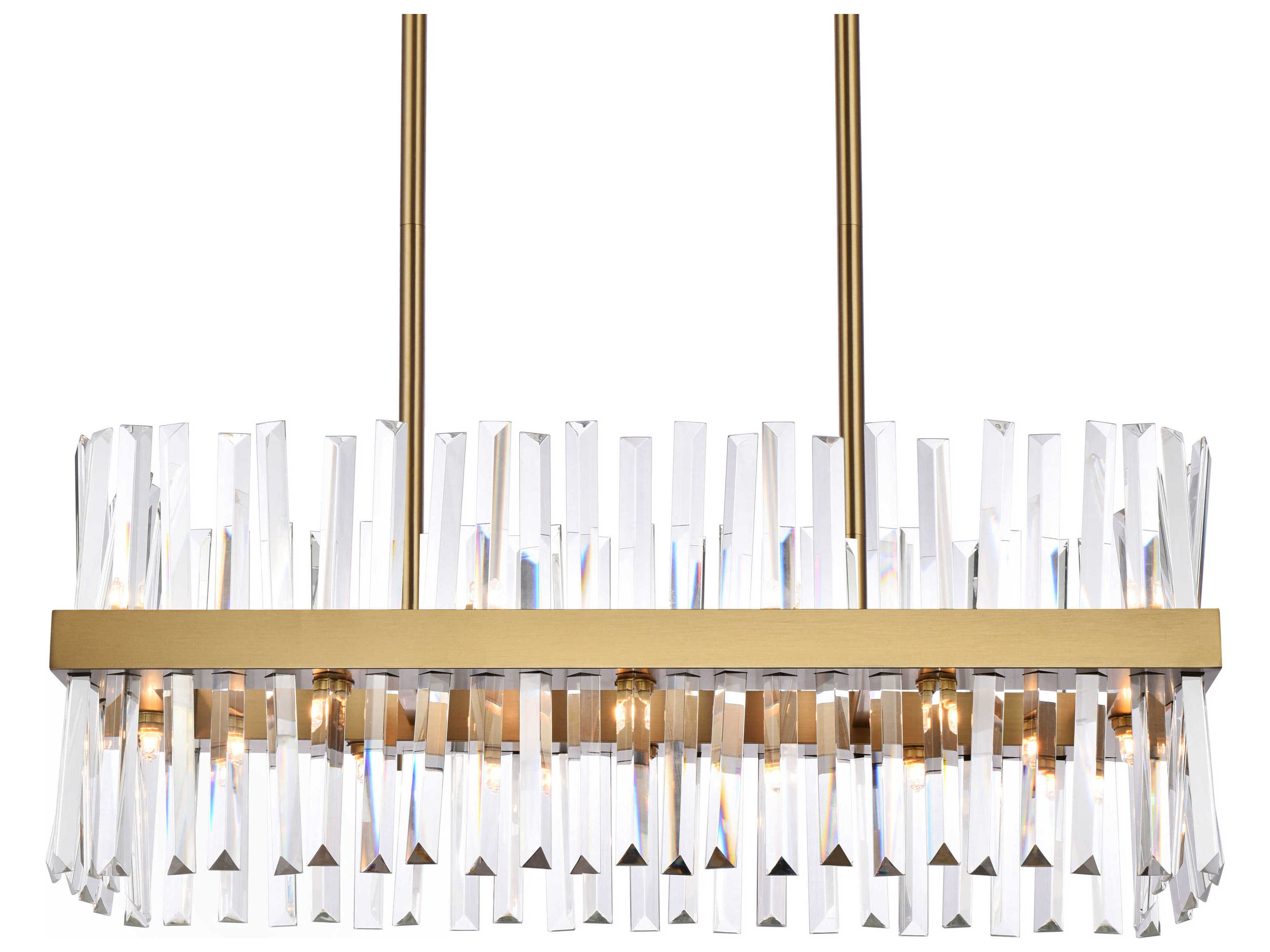 Elegant Lighting Serephina 16-Light6-Light Satin Gold Crystal Linear Island Pendant